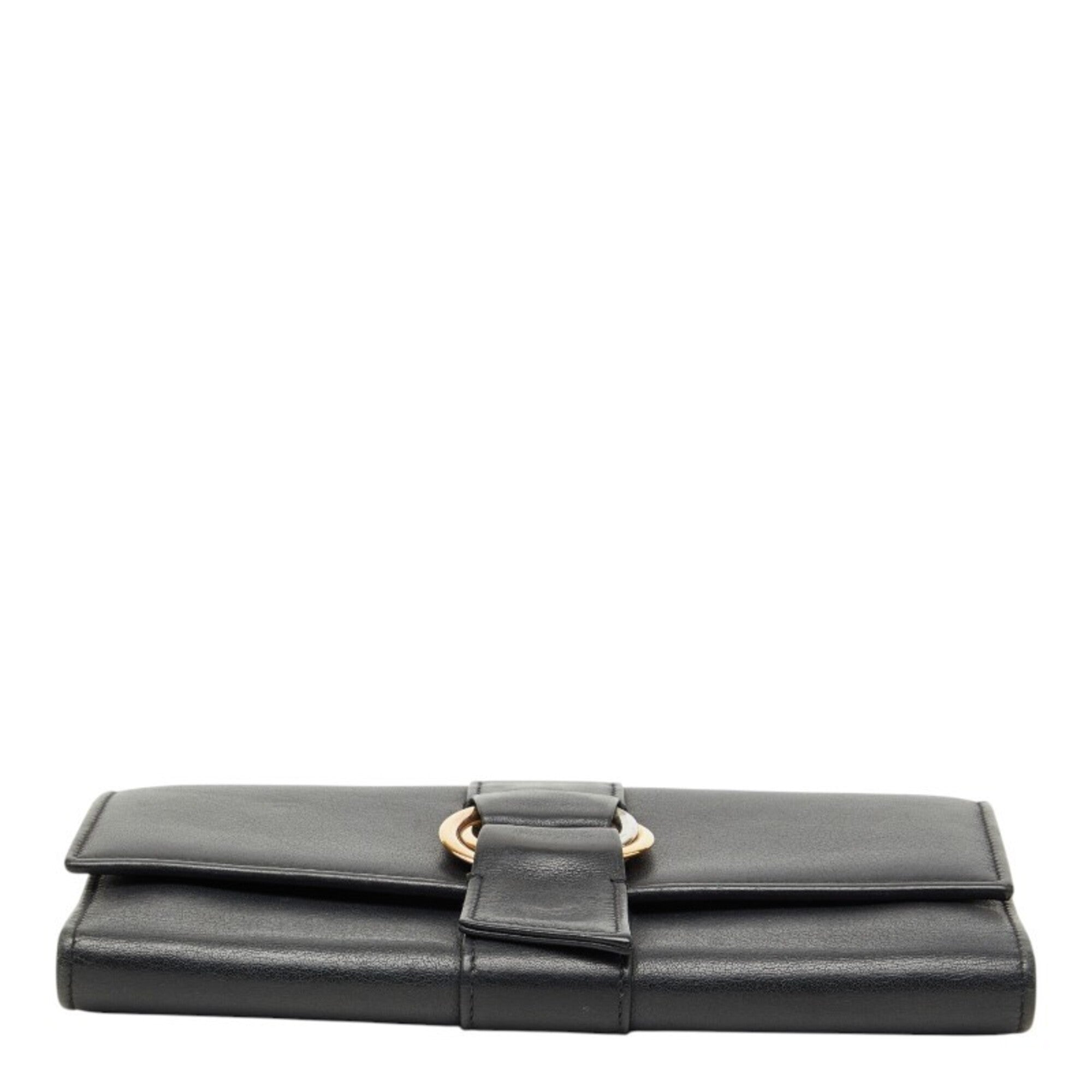 Cartier Black Leather Long Wallet (Tri-Fold) (Pre-Owned)