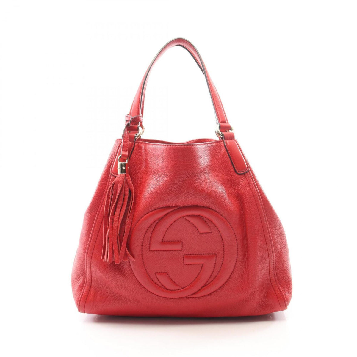 Gucci Red Color Leather Handbag Tote Bag (Pre-Owned)