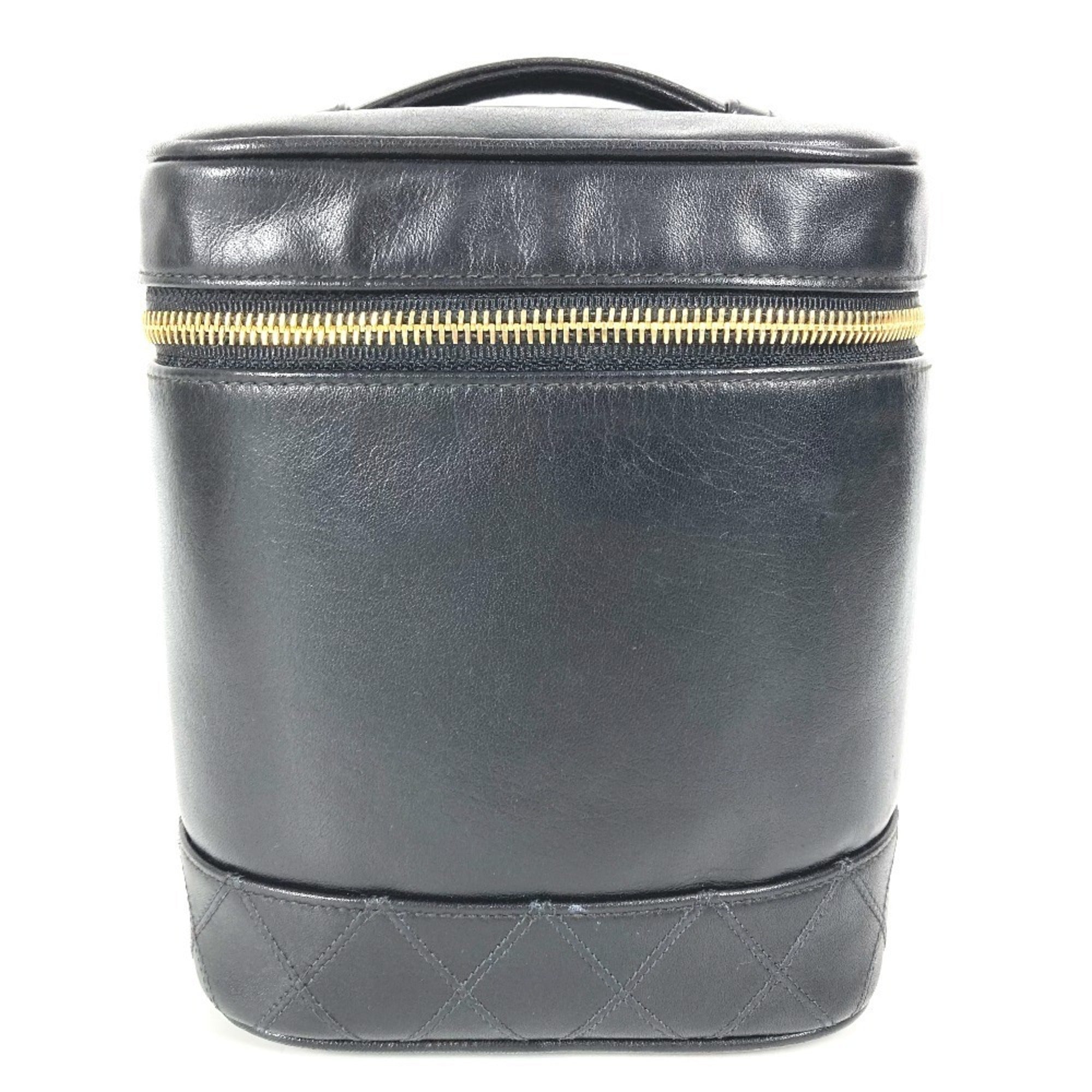Chanel Black Leather Handbag Pouch Vanity Bag (Pre-Owned)