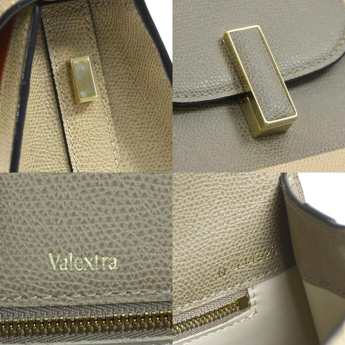Valextra Grayish Leather Handbag Shoulder Bag (Pre-Owned)