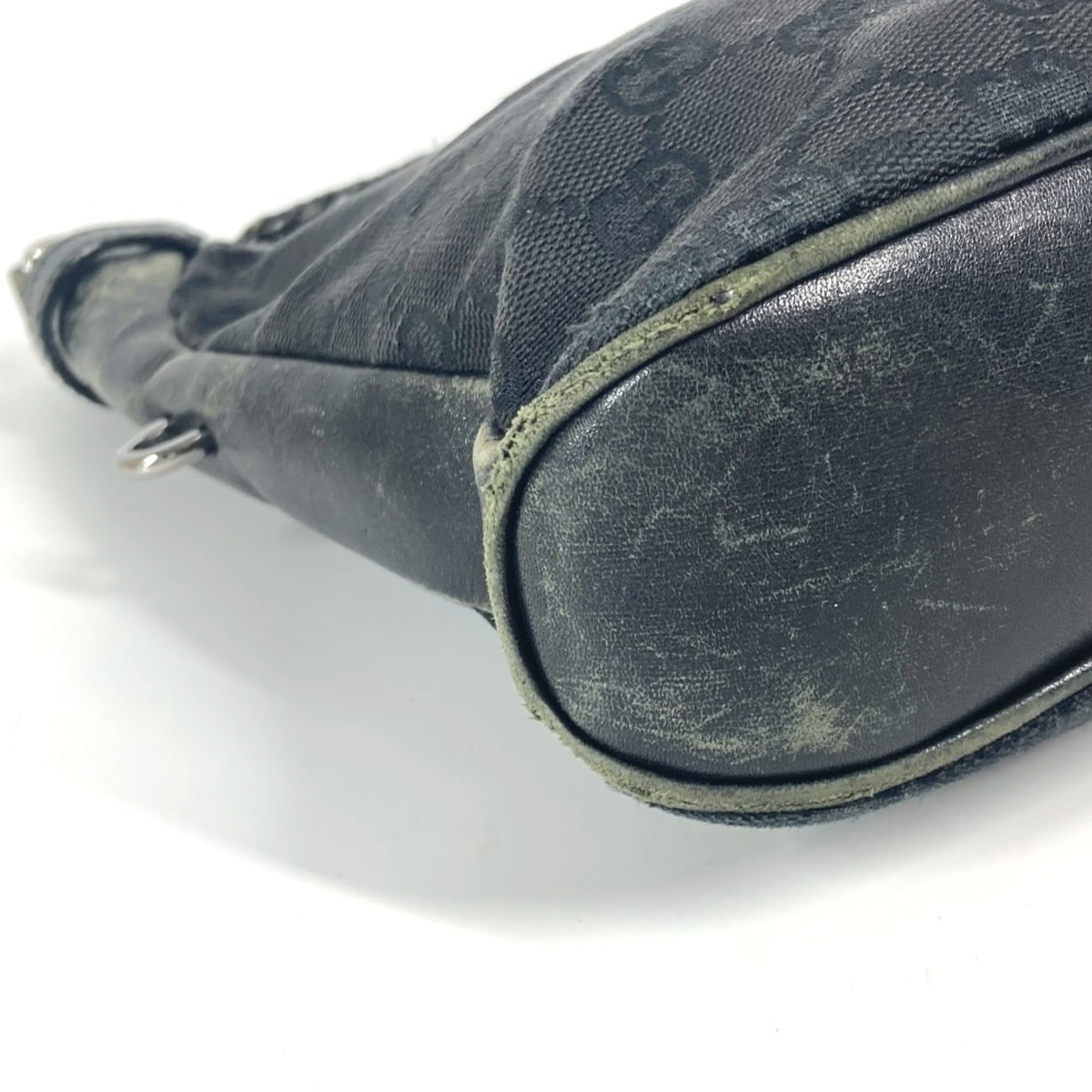 Gucci Black Gg Canvas Leather Shoulder Bag (Pre-Owned)