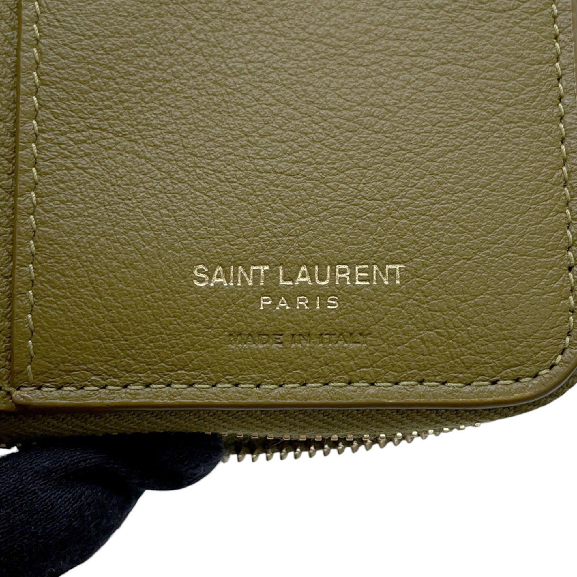 Yves Saint Laurent Green Leather Wallet (Bi-Fold) (Pre-Owned)