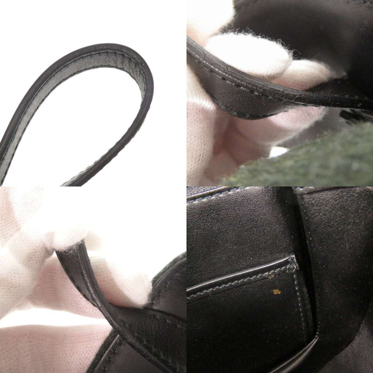Gucci Black Green Felt Handbag Shoulder Bag (Pre-Owned)