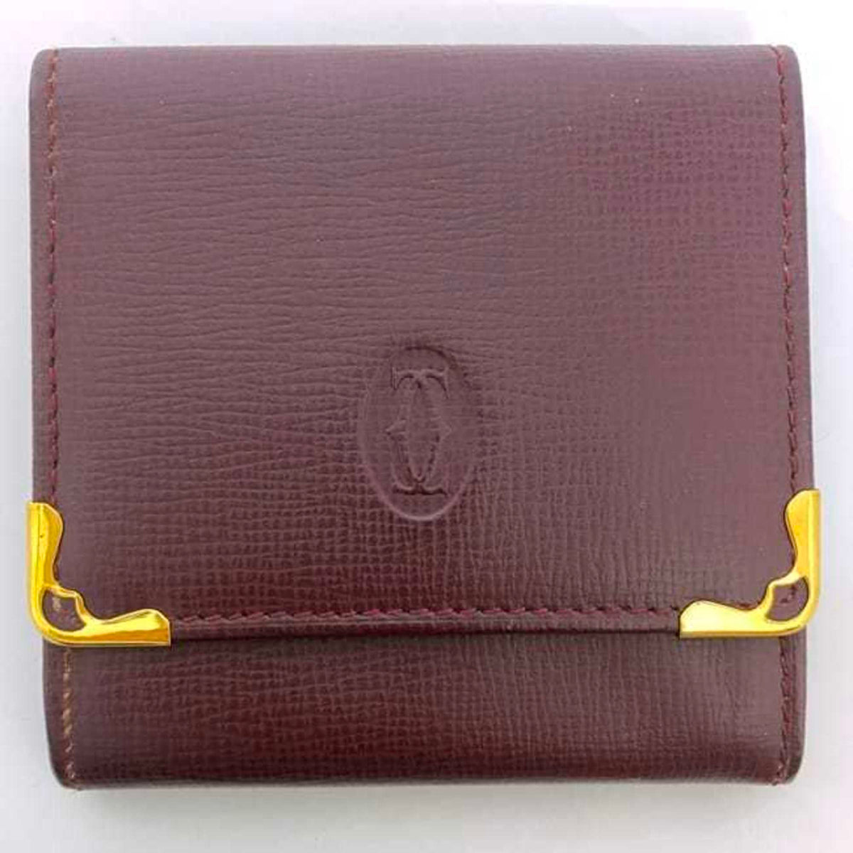 Cartier Bordeaux Leather Coin Purse/Coin Case (Pre-Owned)