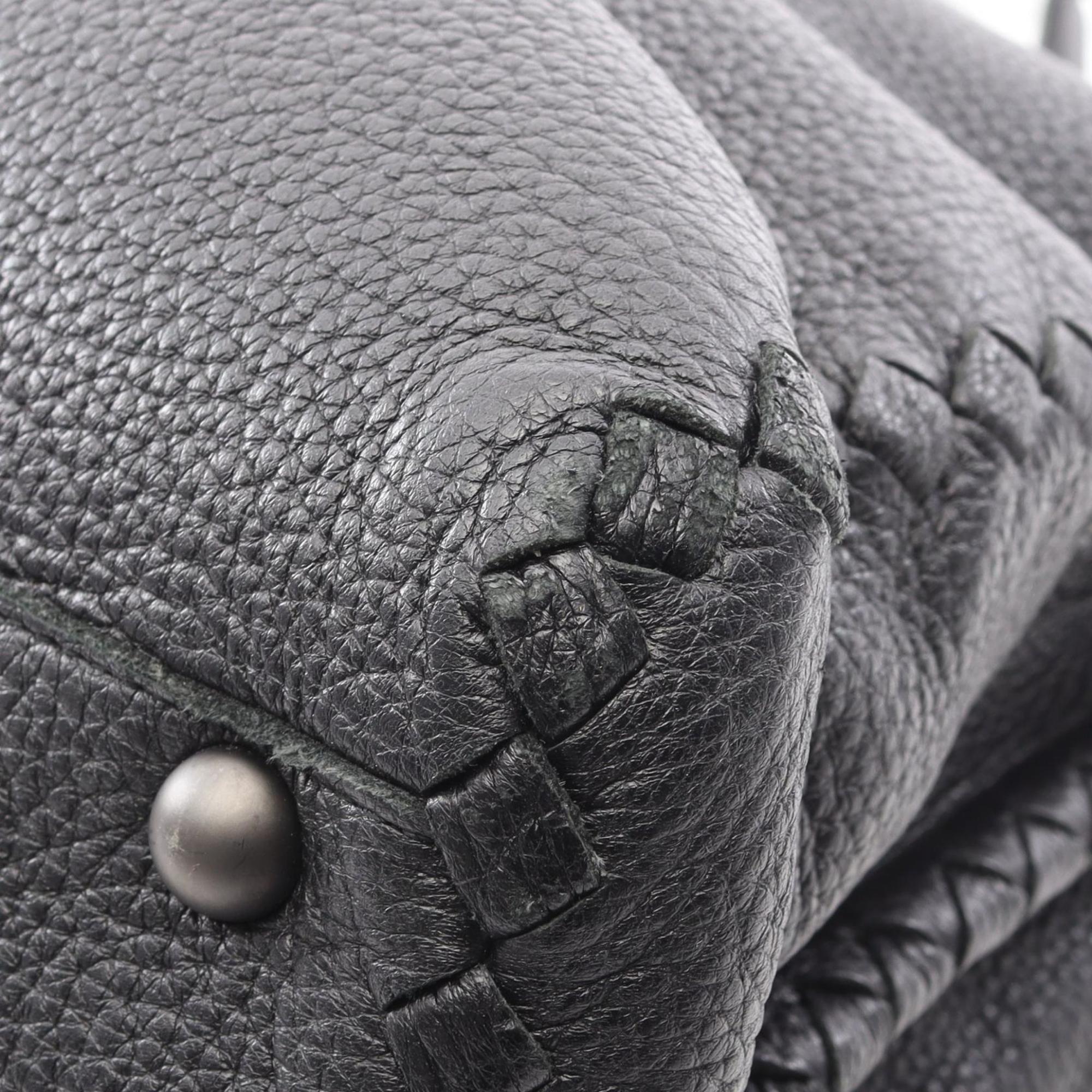 Bottega Veneta Black Leather Handbag Tote Bag (Pre-Owned)