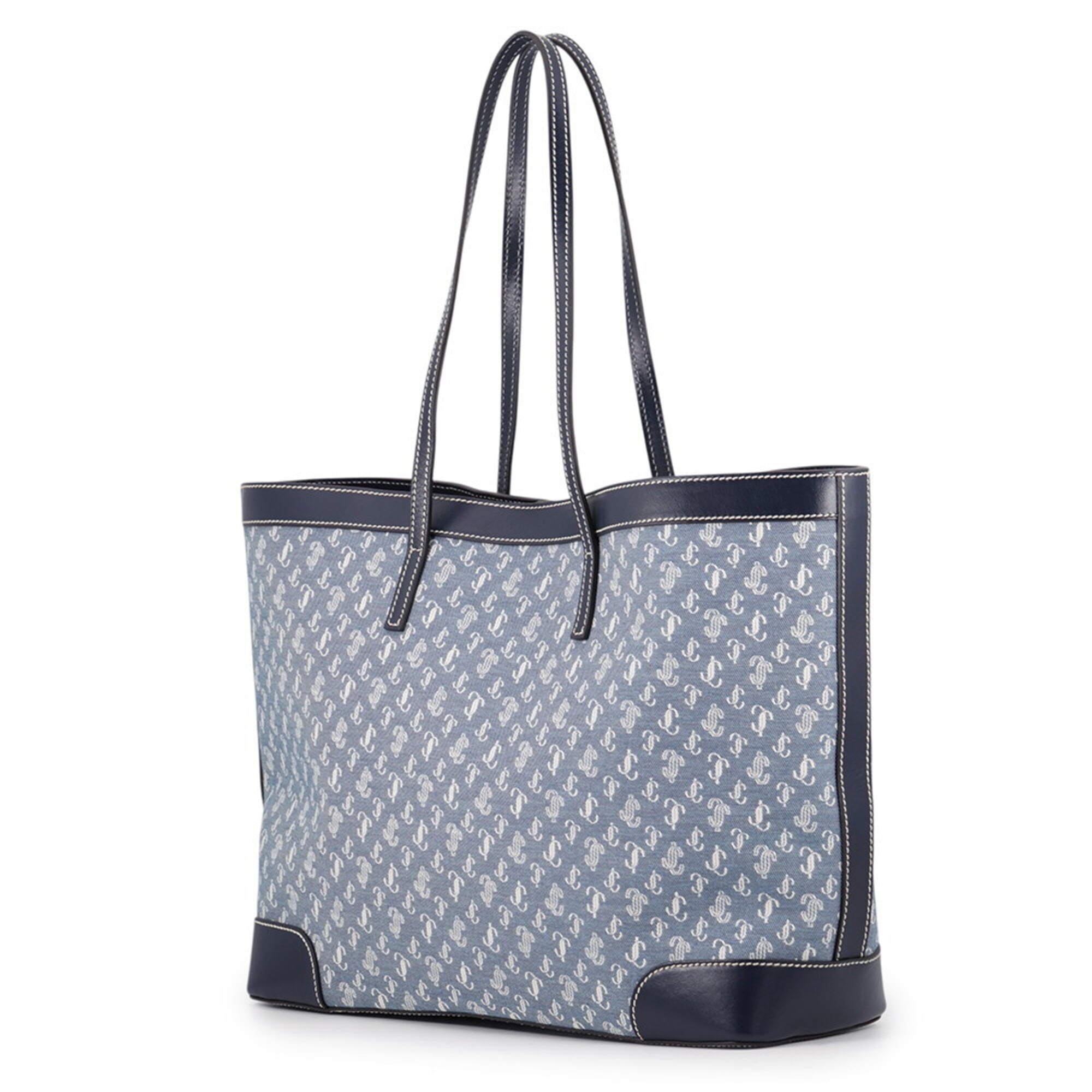 Jimmy Choo White Canvas Leather Handbag Pouch Tote Bag (Pre-Owned)