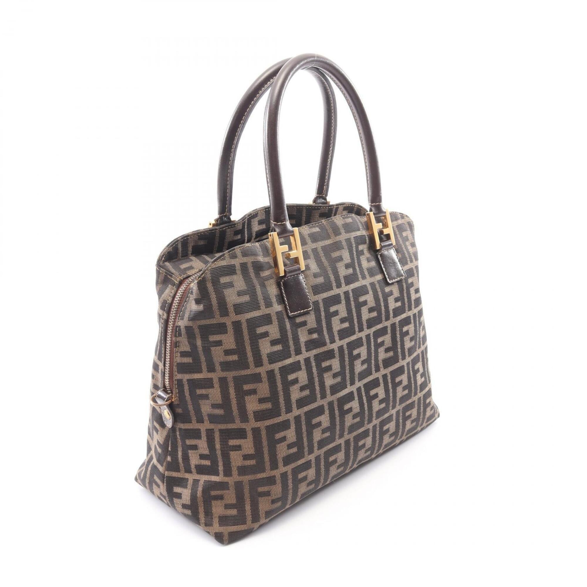 Fendi Brown Canvas Leather Handbag (Pre-Owned)