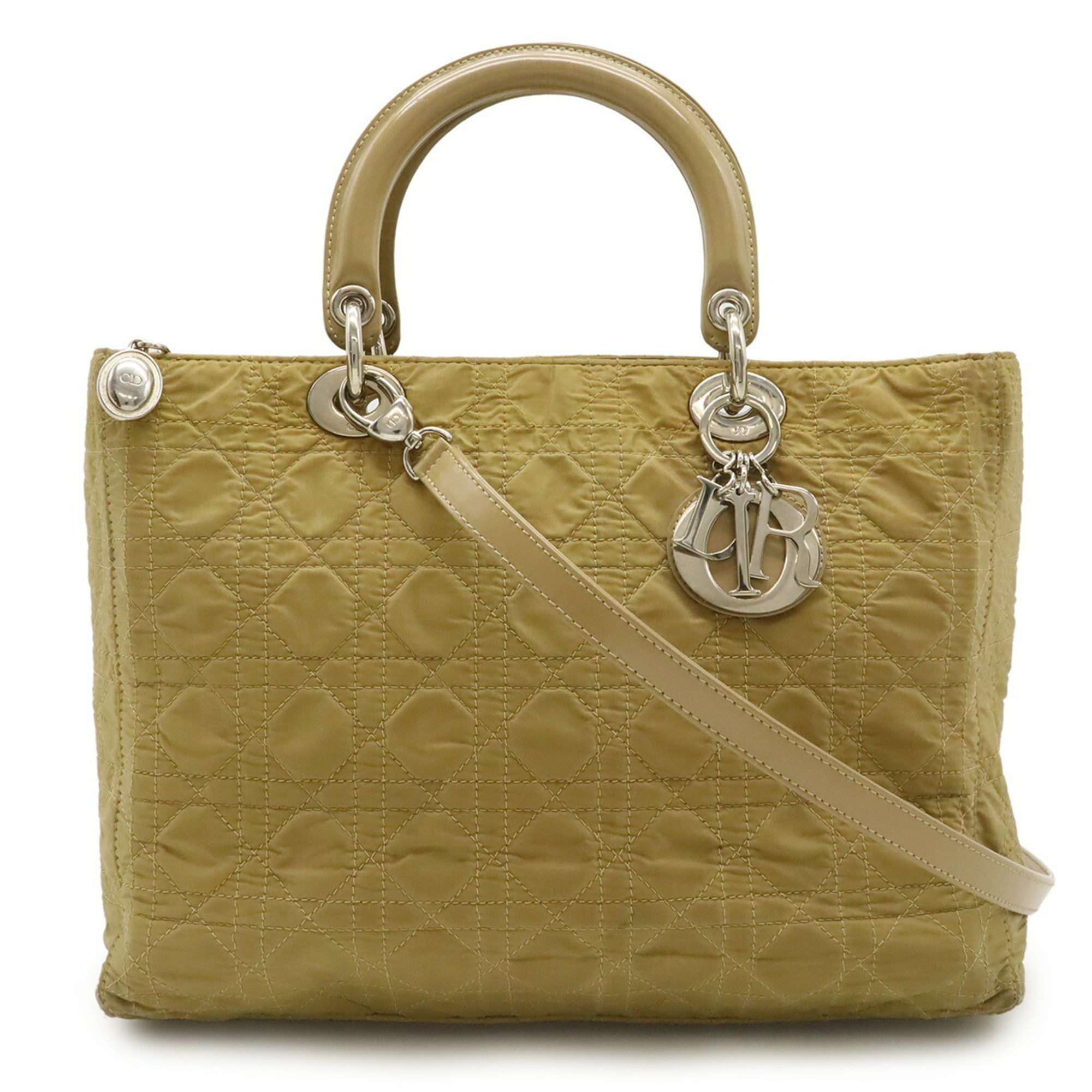 Christian Dior Beige Nylon Shoulder Bag Tote Bag (Pre-Owned)