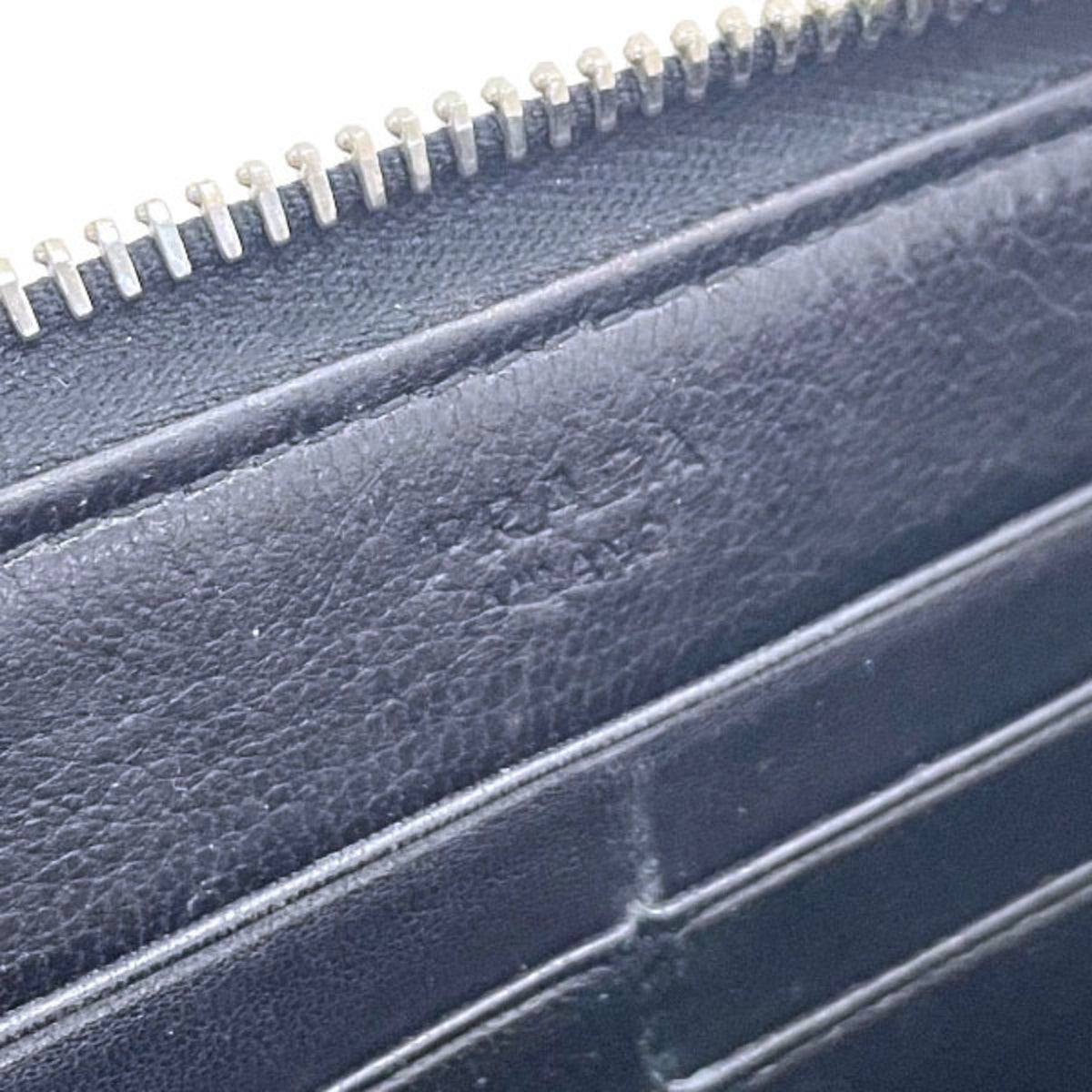Prada Black Gray Nylon Leather Long Wallet (Bi-Fold) (Pre-Owned)