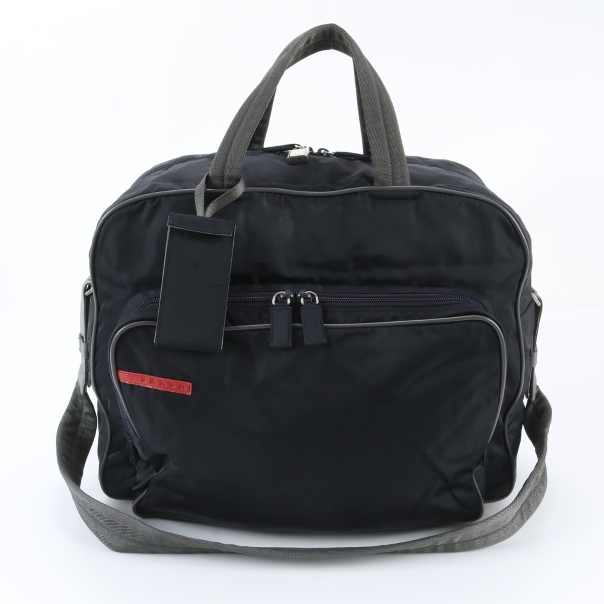 Pradasports Black Gray Boston Bag Shoulder Bag Tote Bag (Pre-Owned)