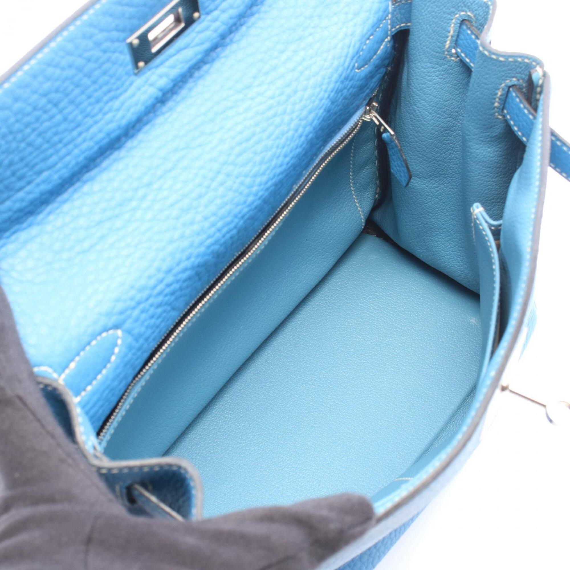 Hermes Blue Blue Jean Taurillon Clemence Leather Leather Handbag (Pre-Owned)