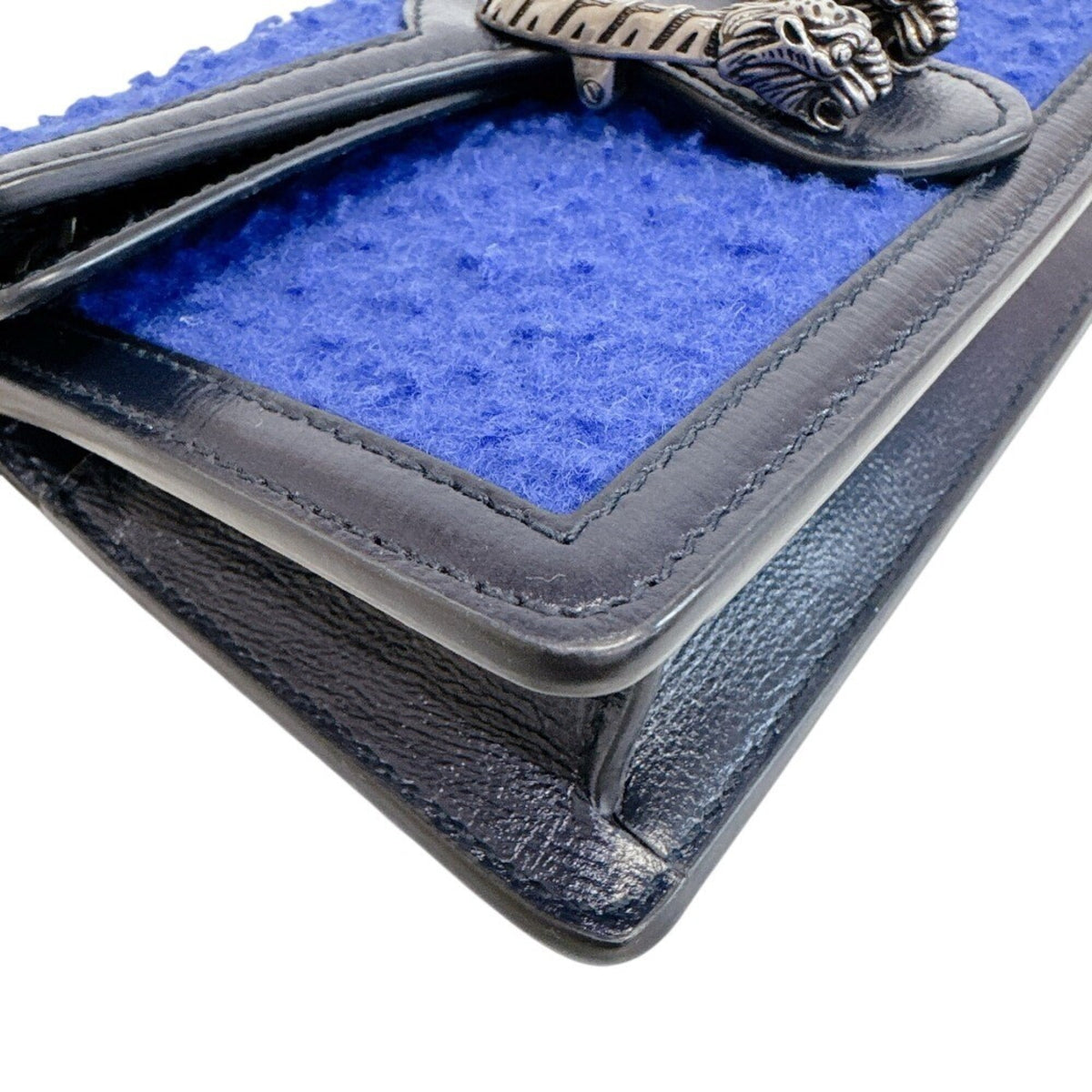 Gucci Blue Wool Leather Shoulder Bag (Pre-Owned)