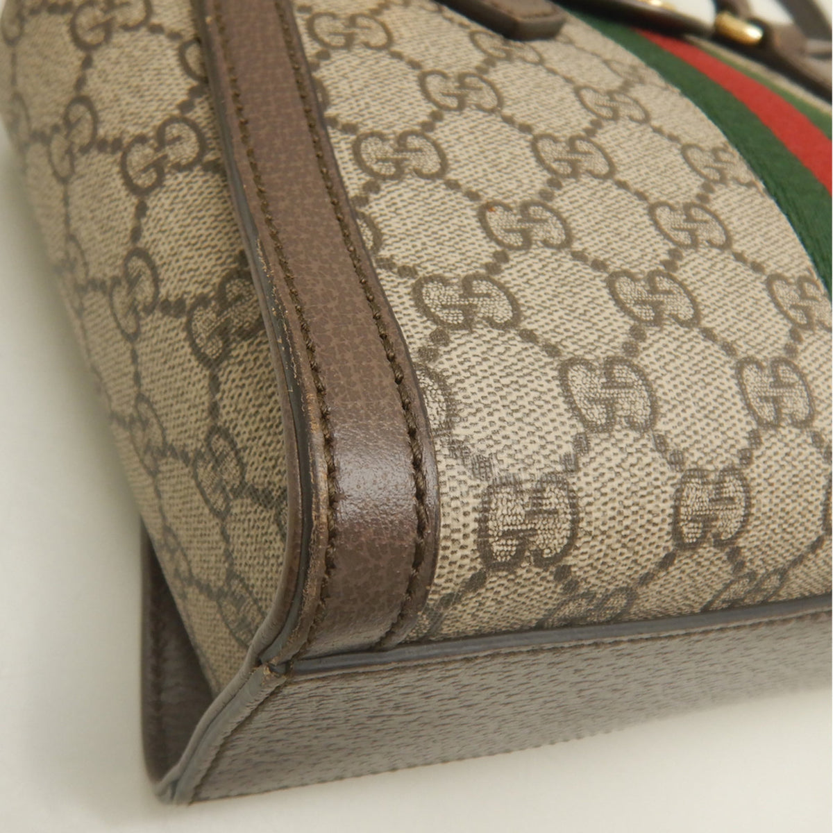 Gucci Beige Brown Gg Supreme Leather Handbag (Pre-Owned)