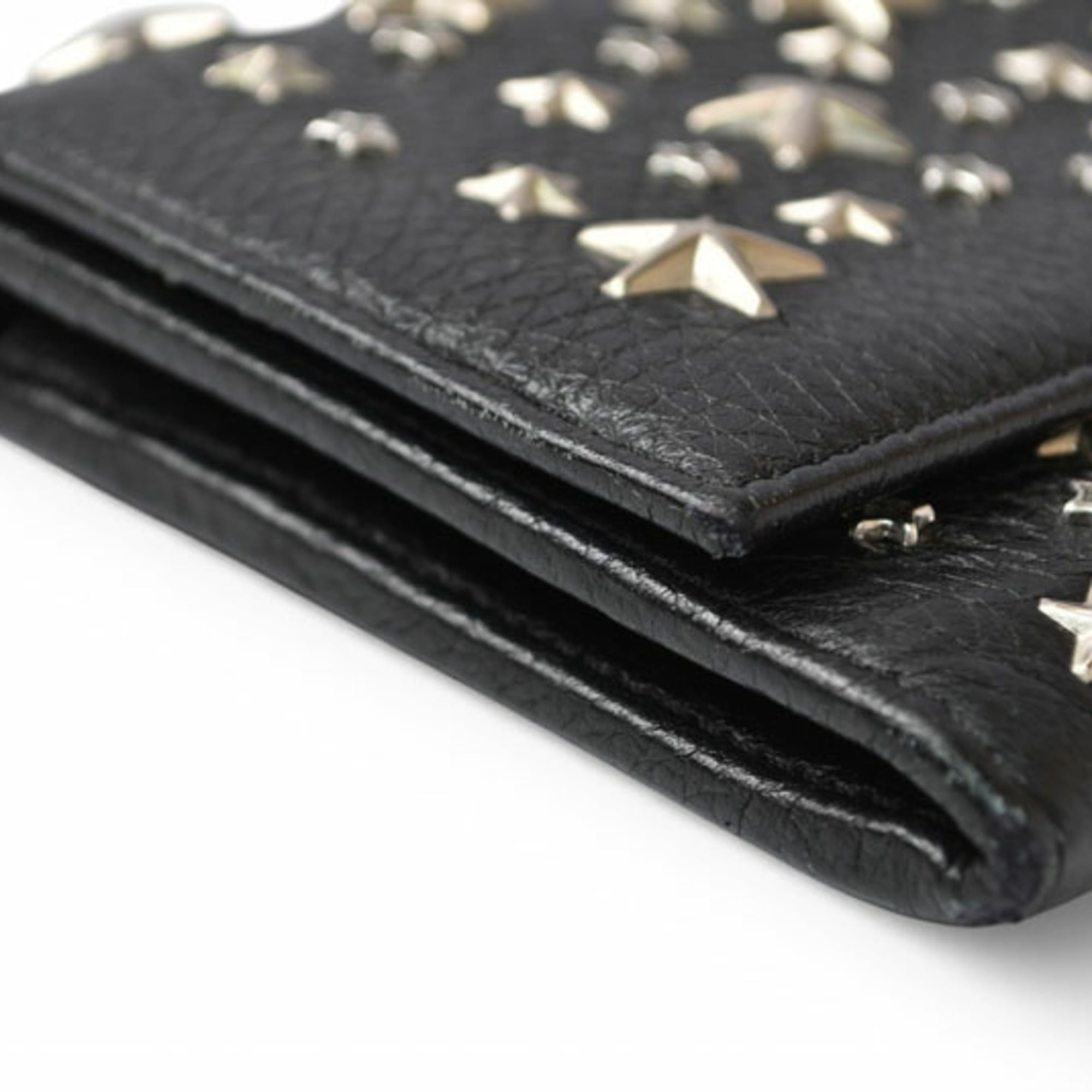 Jimmy Choo Black Leather Rhinestone Chain/Shoulder Wallet (Pre-Owned)