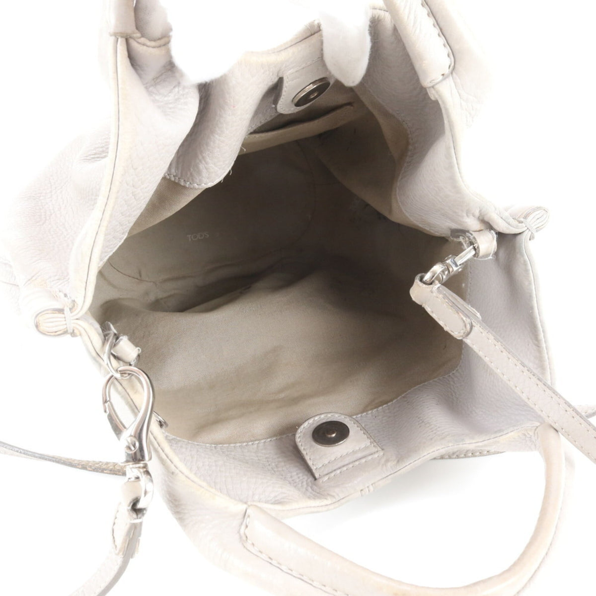 Tod's Grayish Leather Crossbody Bag Handbag Shoulder Bag Tote Bag (Pre-Owned)