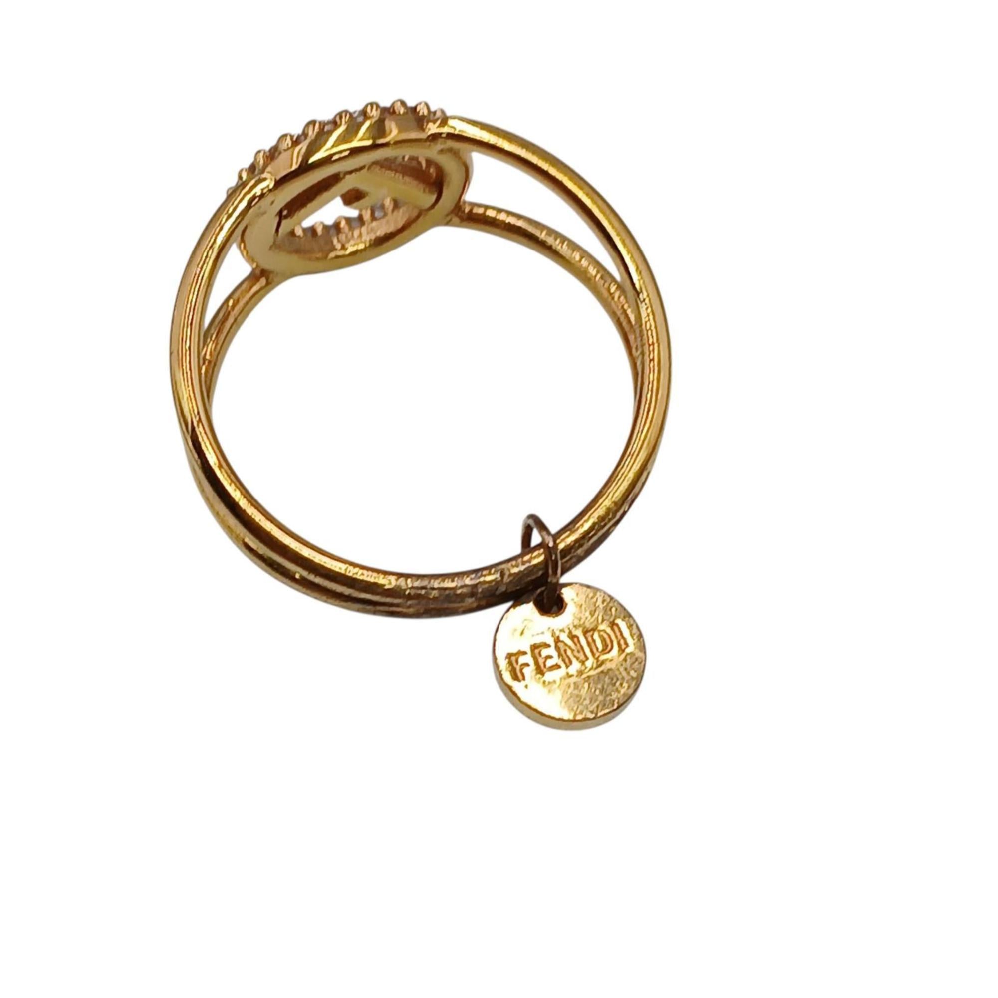 Fendi Gold Rhinestone Band Ring (Pre-Owned)