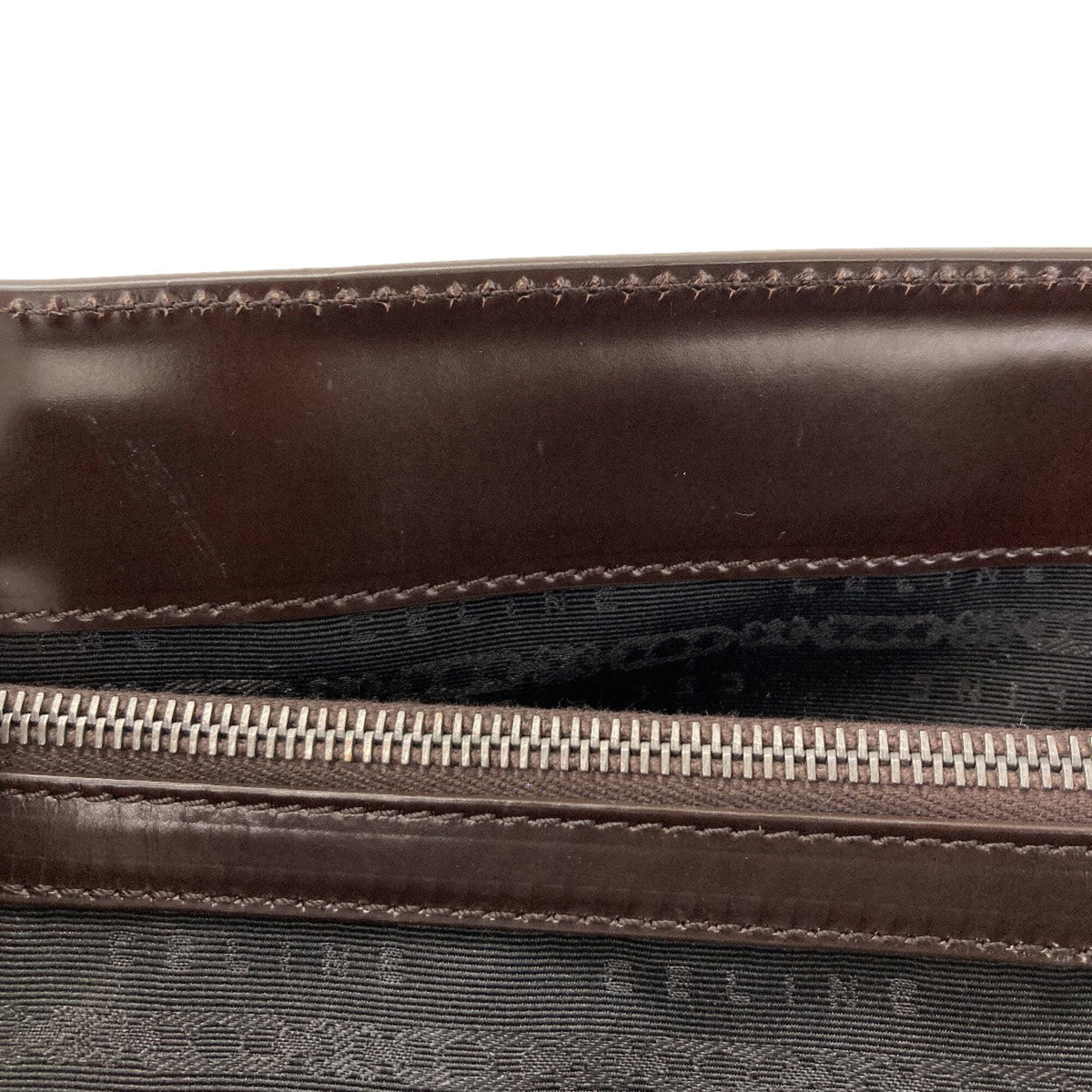 Celine Dark Brown Gray Leather Canvas Handbag (Pre-Owned)