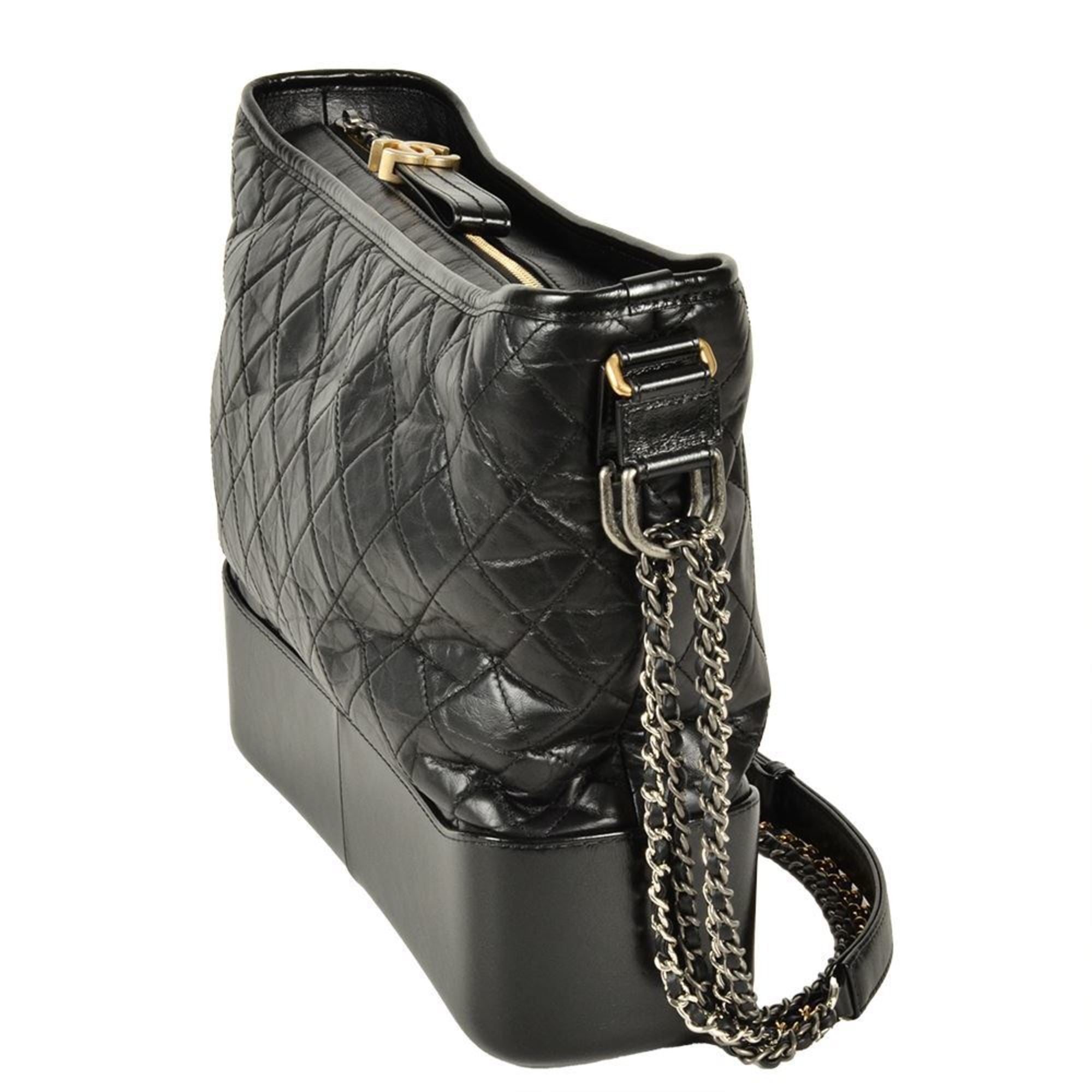 Chanel Gabriel Black Leather Shoulder Bag (Pre-Owned)