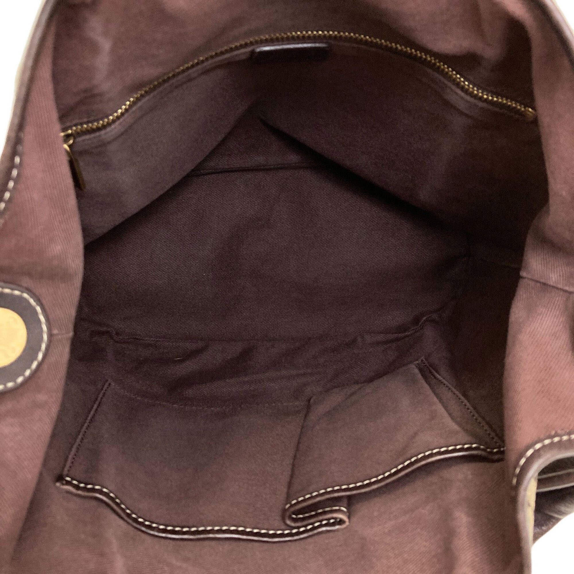 Celine Brown Canvas Shoulder Bag (Pre-Owned)