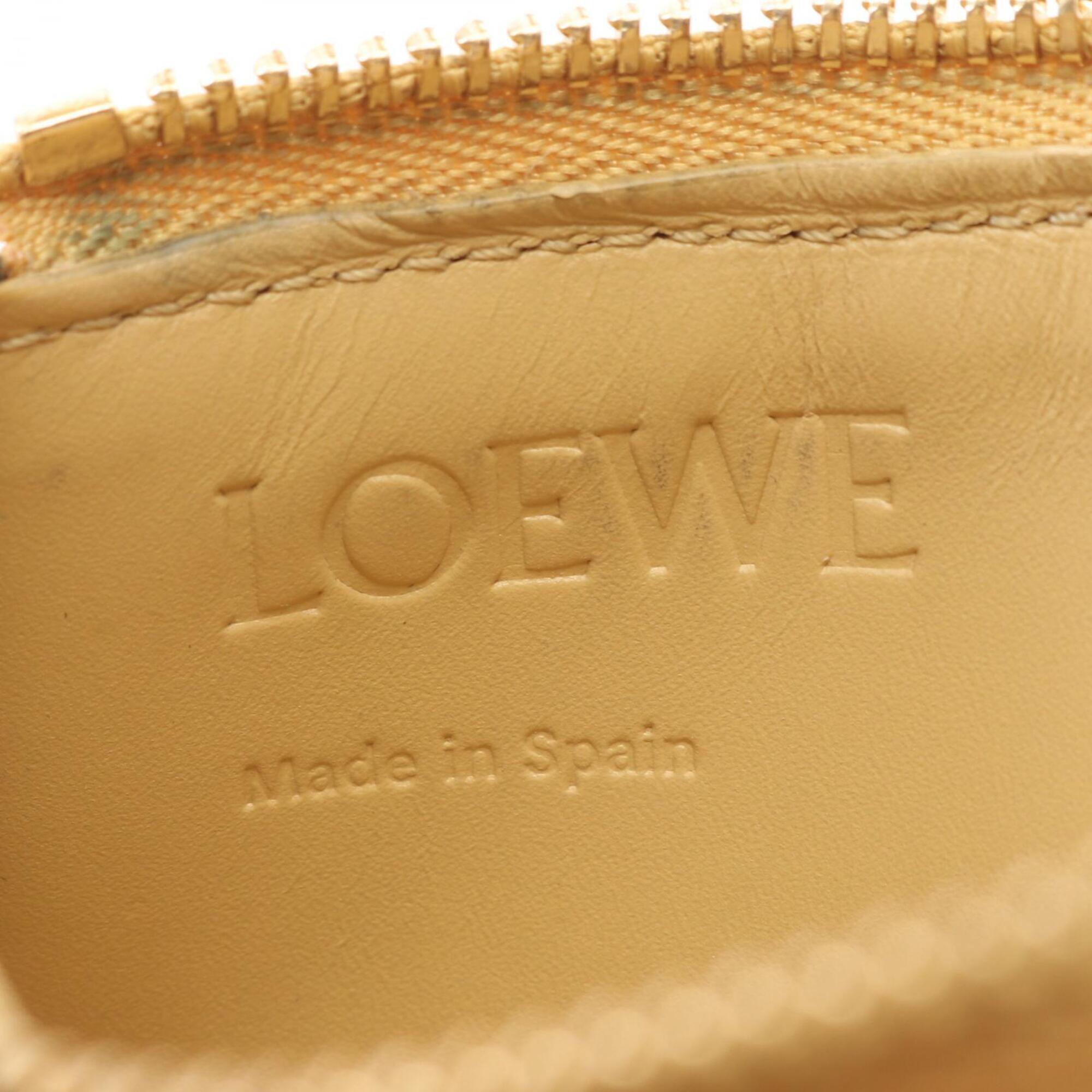 Loewe Beige Brown White Leather Coin Purse/Coin Case (Pre-Owned)
