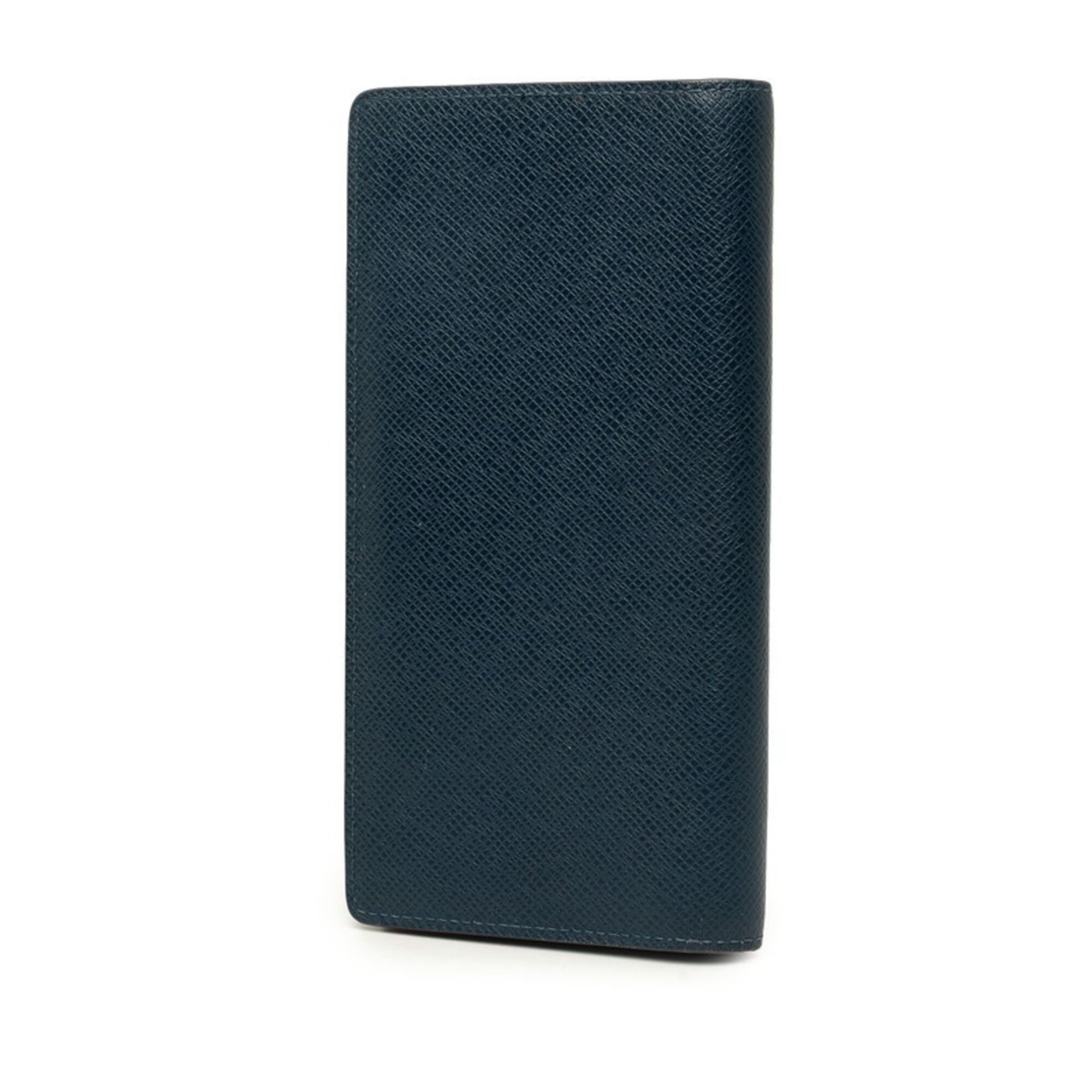 Louis Vuitton Taiga Navy Navy Blue Taiga Leather Long Wallet (Bi-Fold) (Pre-Owned)