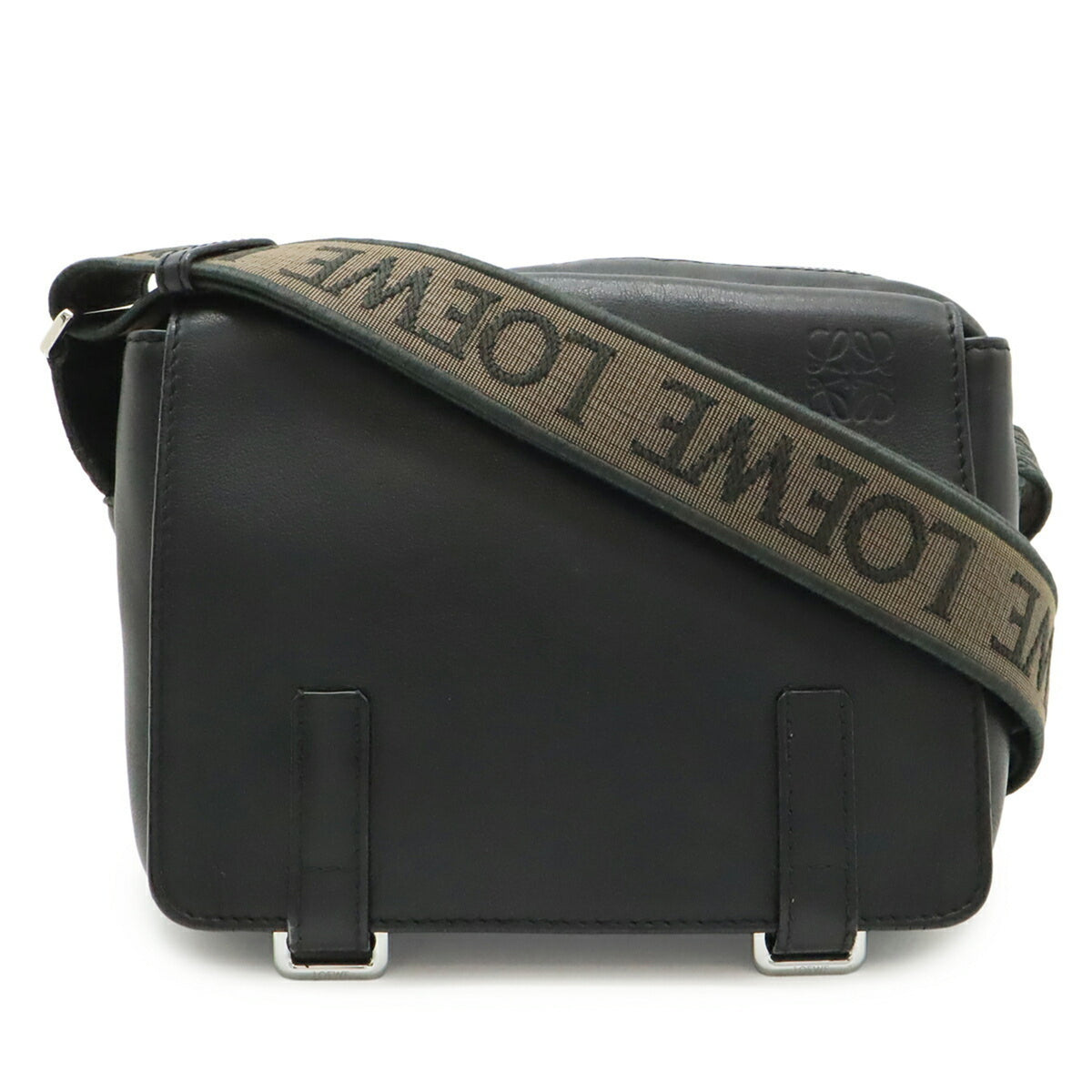 Loewe Black Leather Messenger Bag Shoulder Bag (Pre-Owned)