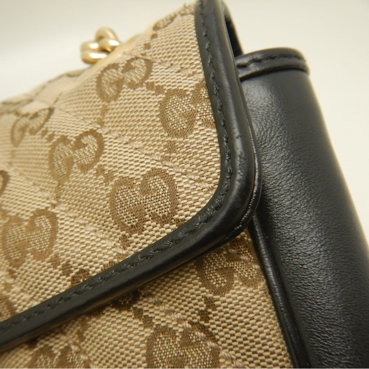 Gucci Beige Gg Canvas Leather Shoulder Bag (Pre-Owned)