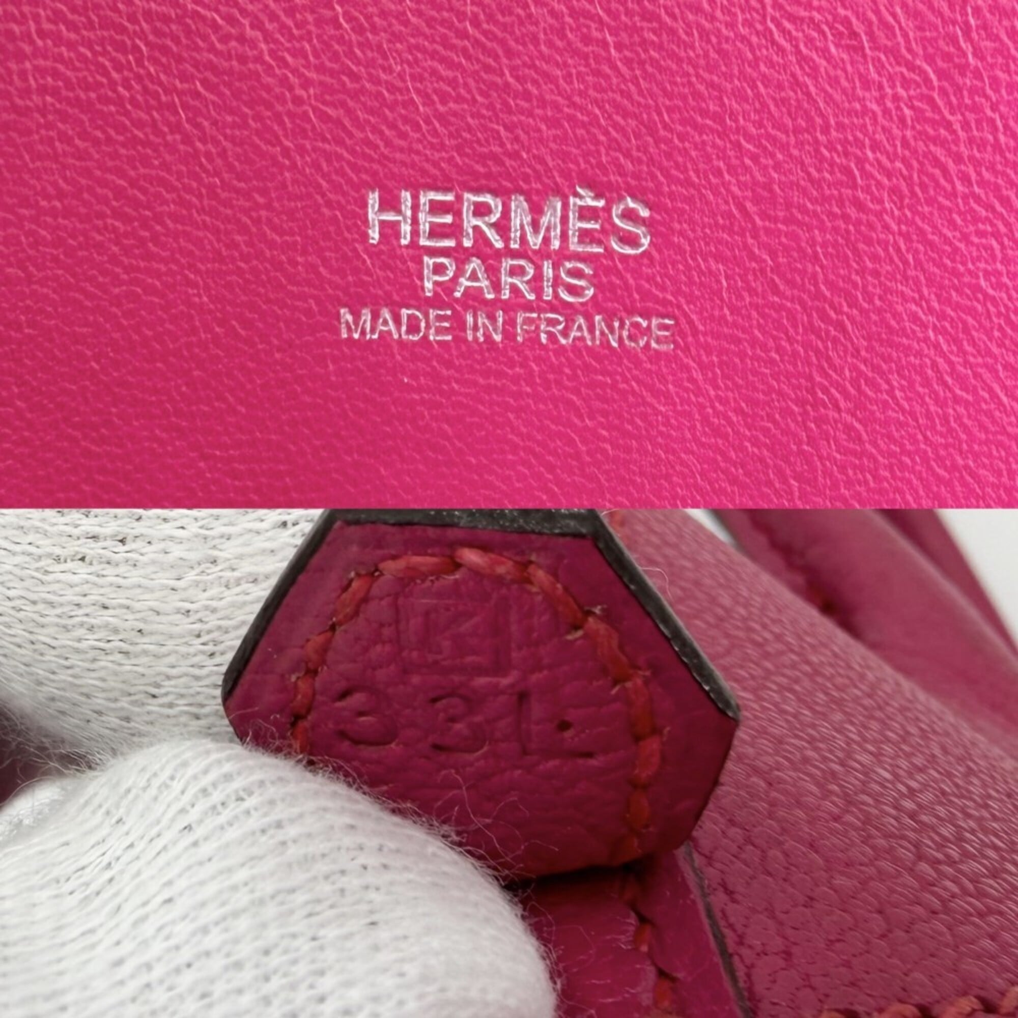 Hermes Pink Leather Handbag Shoulder Bag (Pre-Owned)