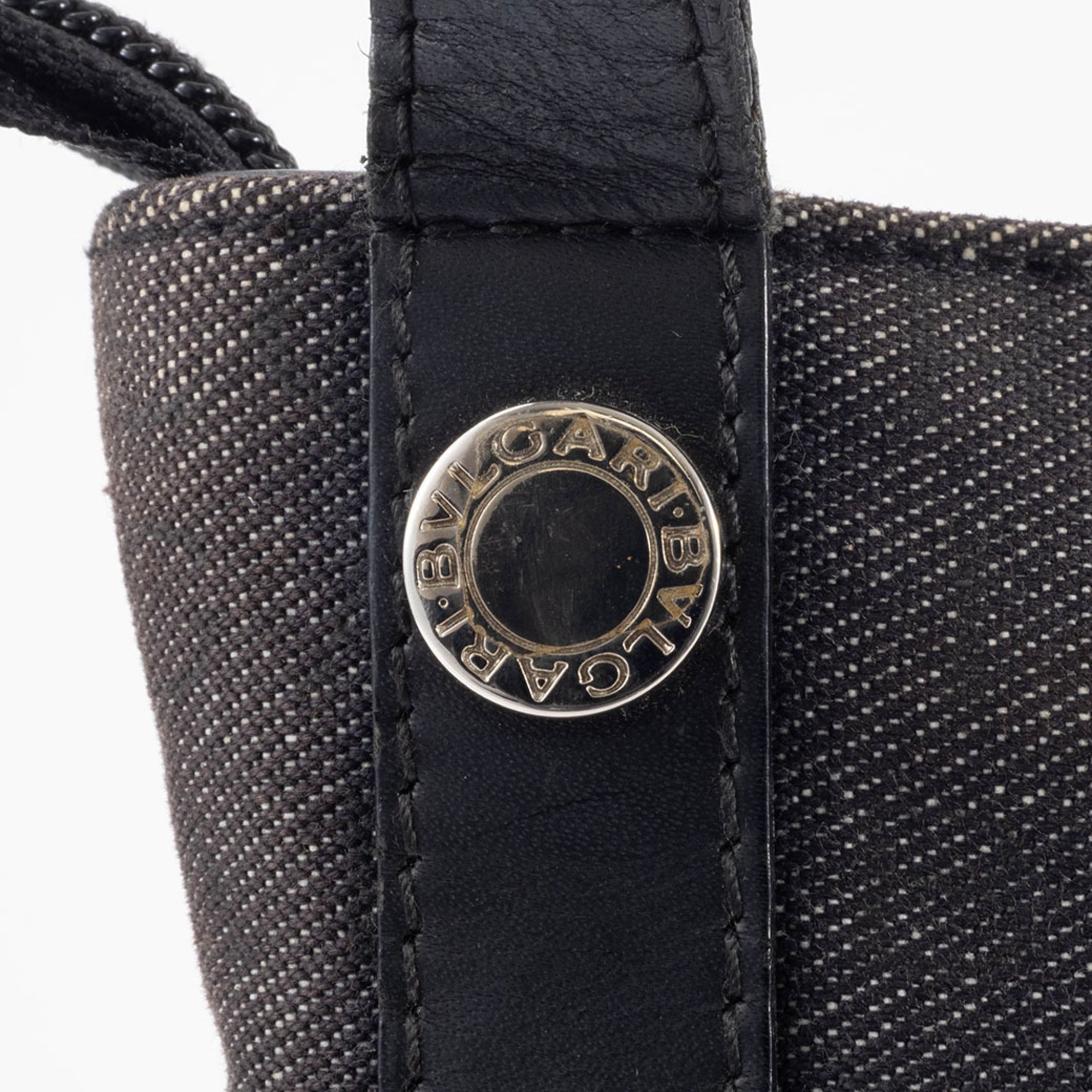 Bvlgari Logomania Black Canvas Leather Shoulder Bag (Pre-Owned)