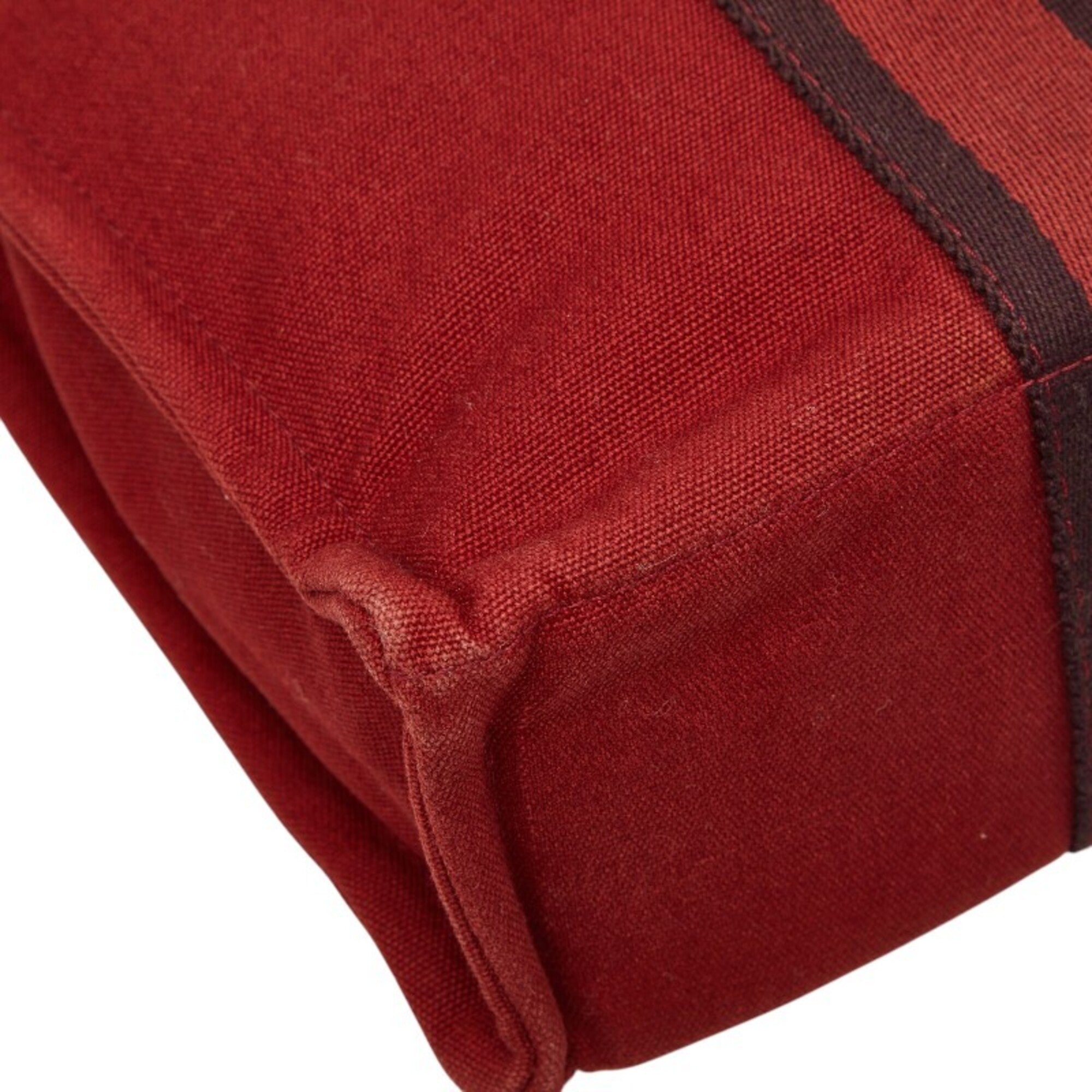 Hermes Fourre Tout Red Color Canvas Handbag (Pre-Owned)
