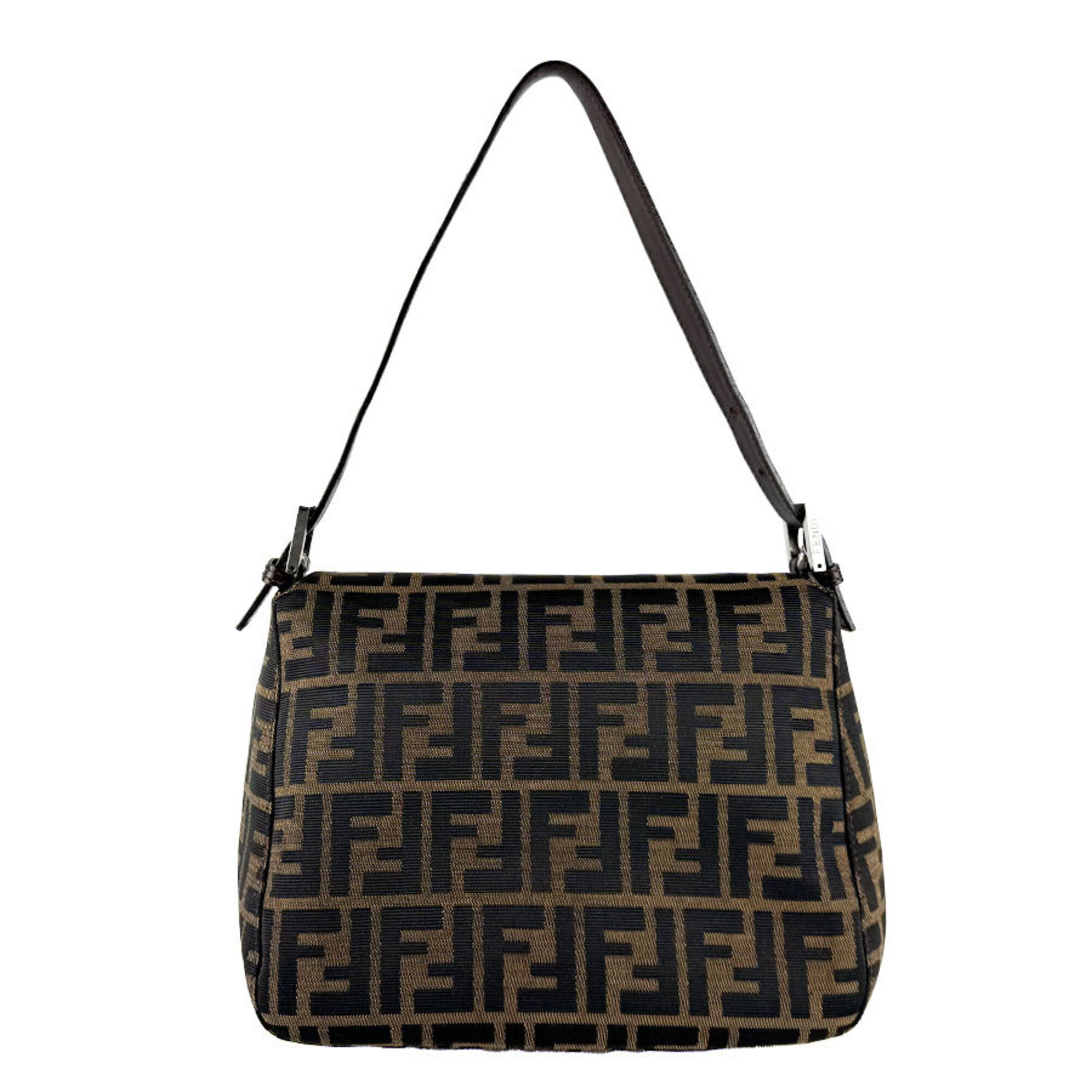 Fendi Brown Nylon Canvas Leather Handbag (Pre-Owned)