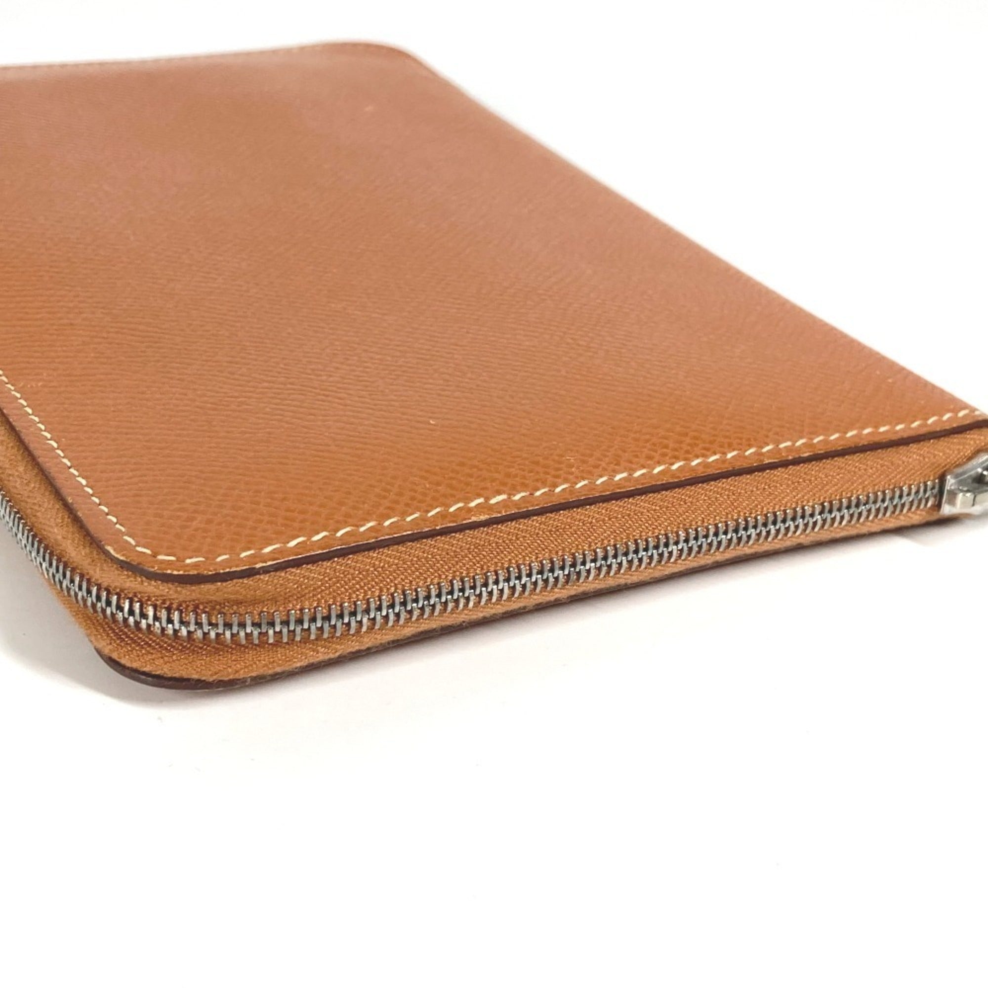 Hermes Azap Gold Leather Long Wallet (Bi-Fold) (Pre-Owned)