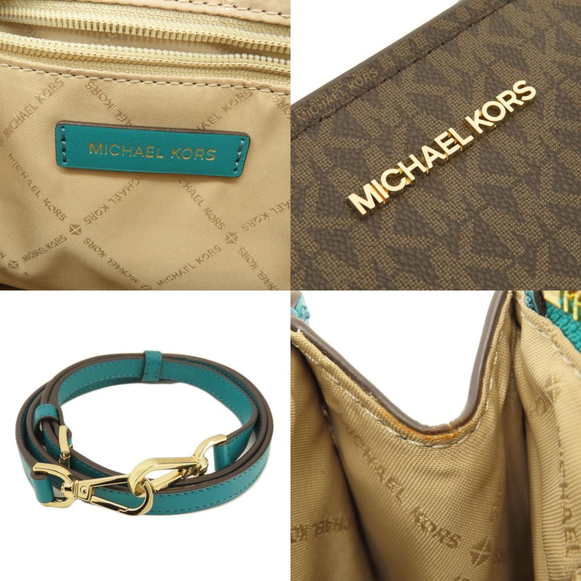 Michael Kors Brown Leather Coated Canvas Handbag (Pre-Owned)