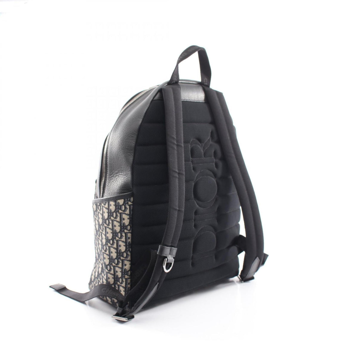 Christian Dior Beige Navy Canvas Leather Backpack (Pre-Owned)