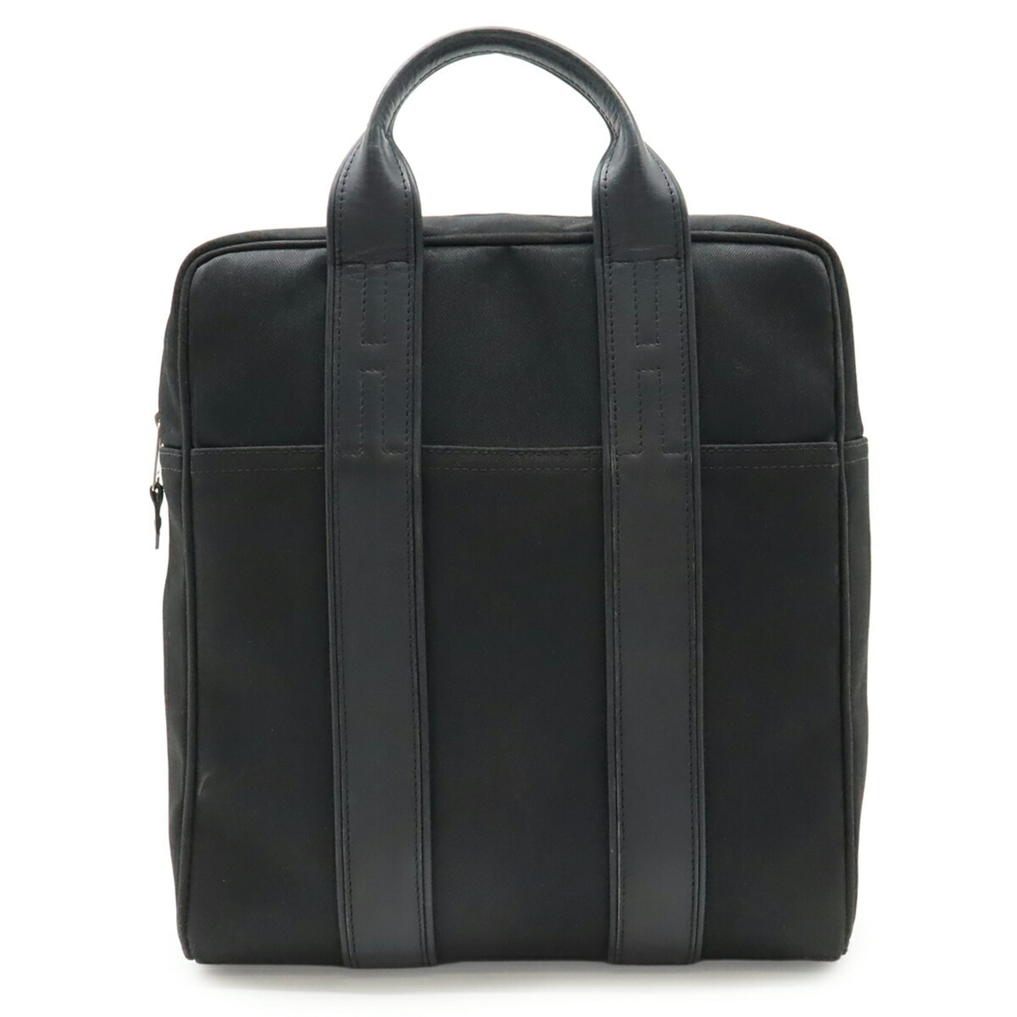 Hermes Acapulco Black Toile Chevron Leather Backpack Tote Bag (Pre-Owned)