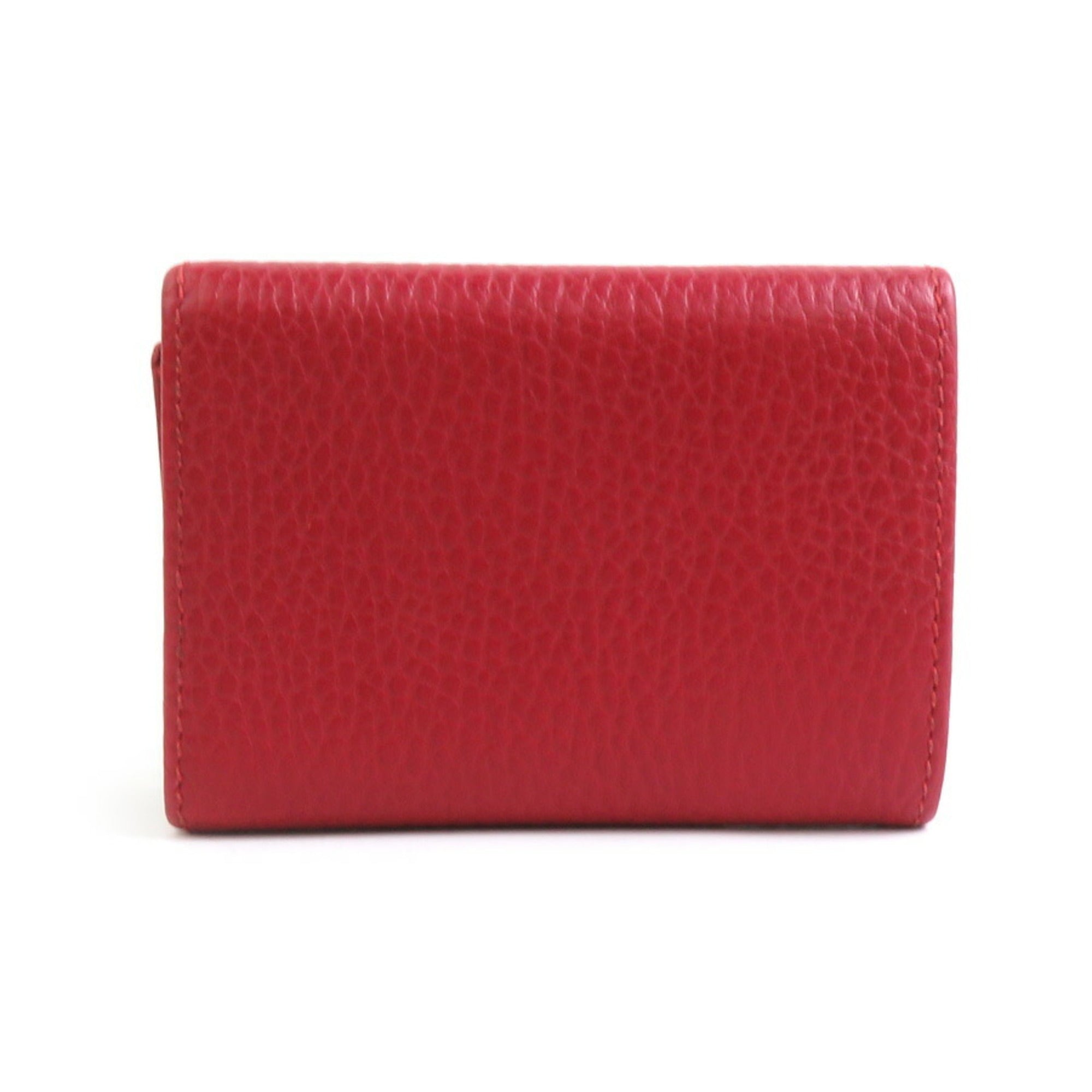 Gucci Red Color Leather Wallet (Tri-Fold) (Pre-Owned)