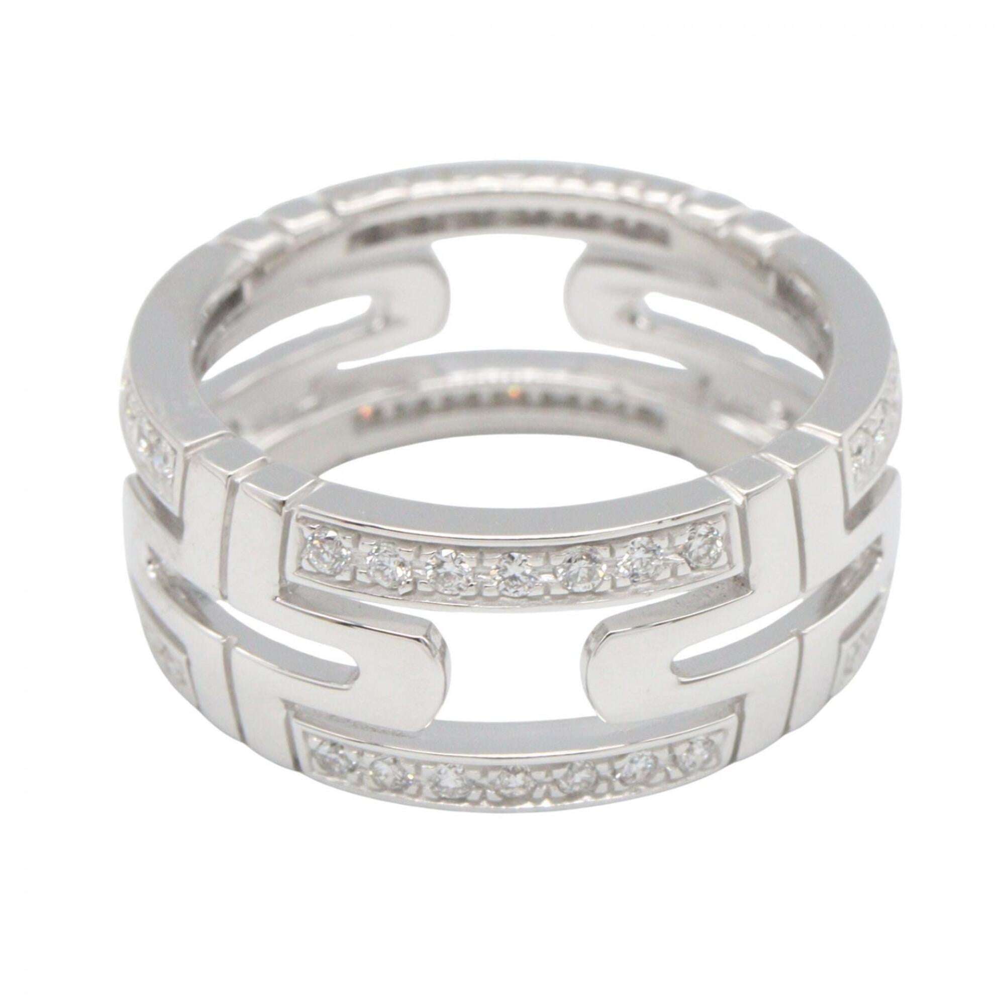 Bvlgari Silver Clear White Gold (18K) Band Ring (Pre-Owned)