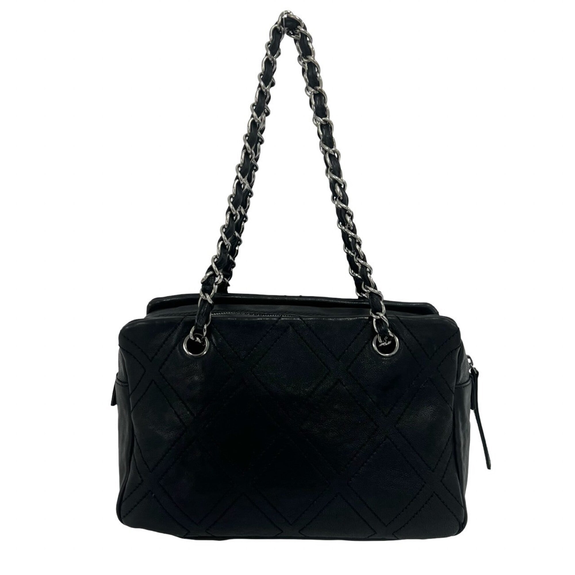 Chanel Black Leather Shoulder Bag Tote Bag (Pre-Owned)