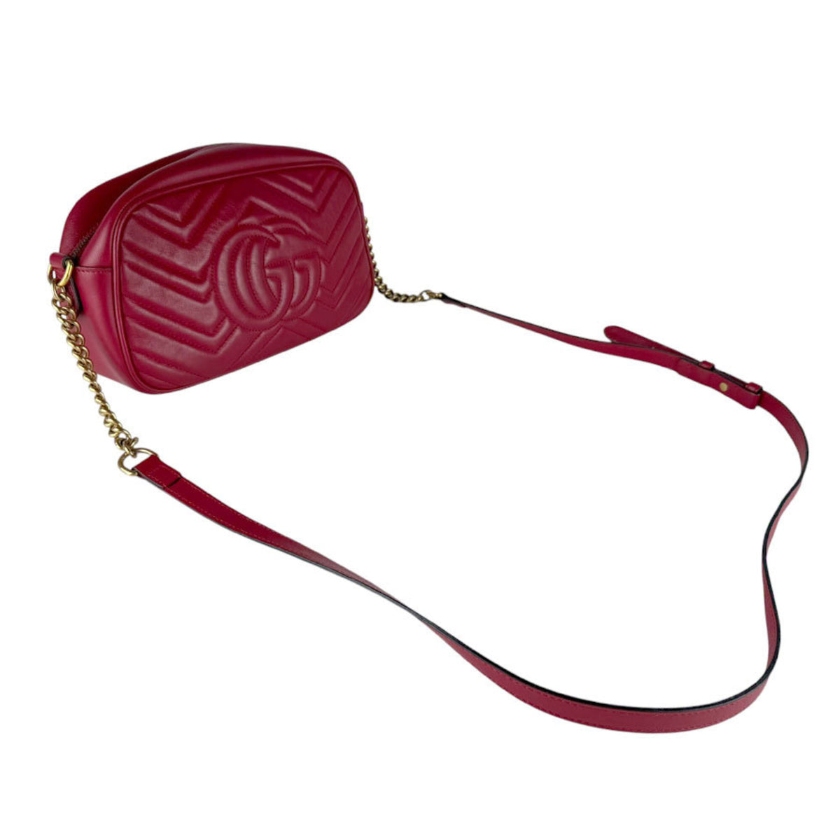 Gucci Red Color Leather Shoulder Bag (Pre-Owned)