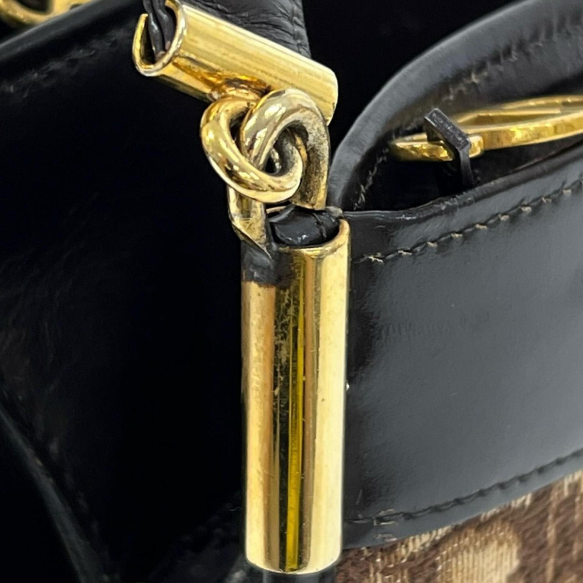 Christian Dior Brown Canvas Leather Shoulder Bag (Pre-Owned)