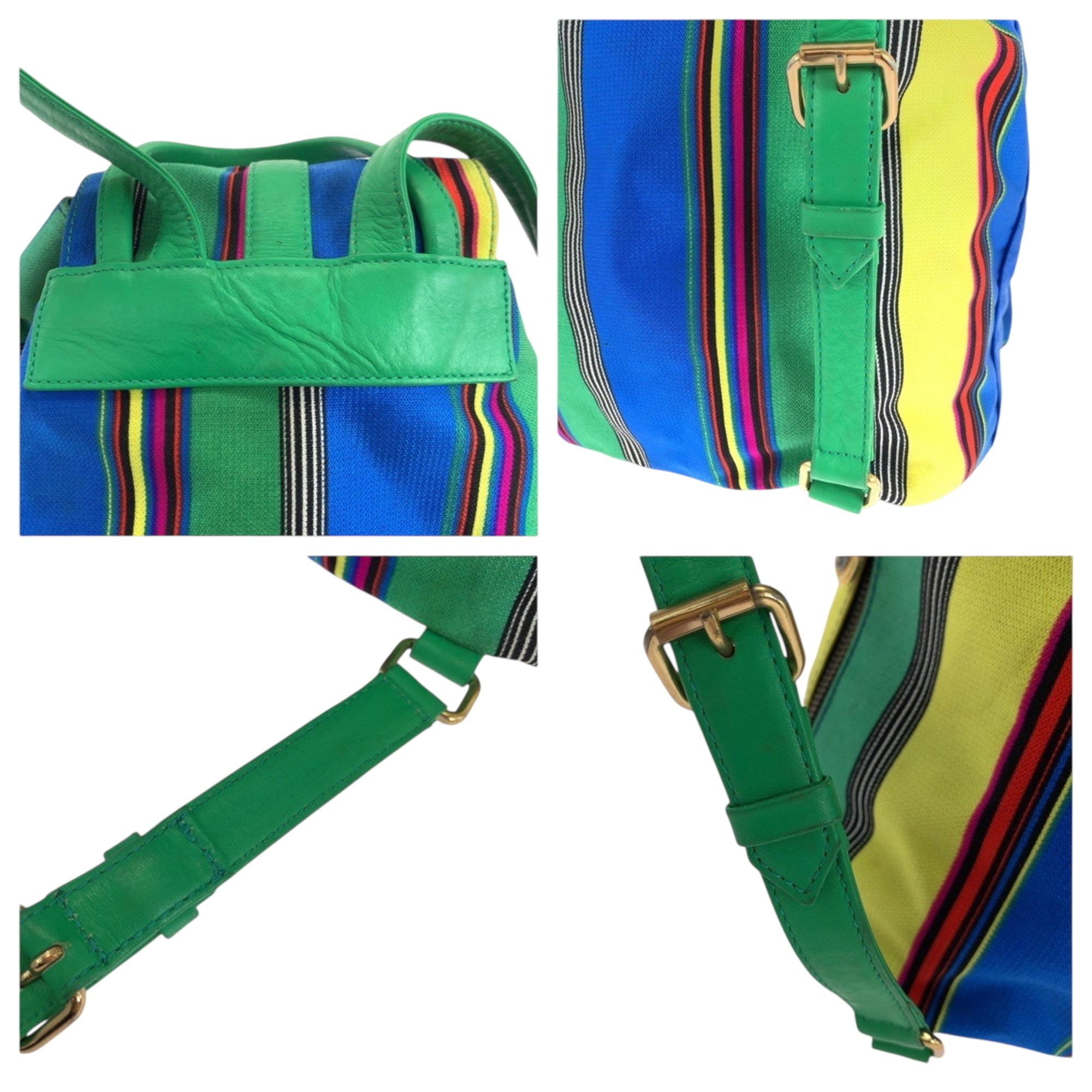 Versace Green Multi-Color Canvas Backpack (Pre-Owned)