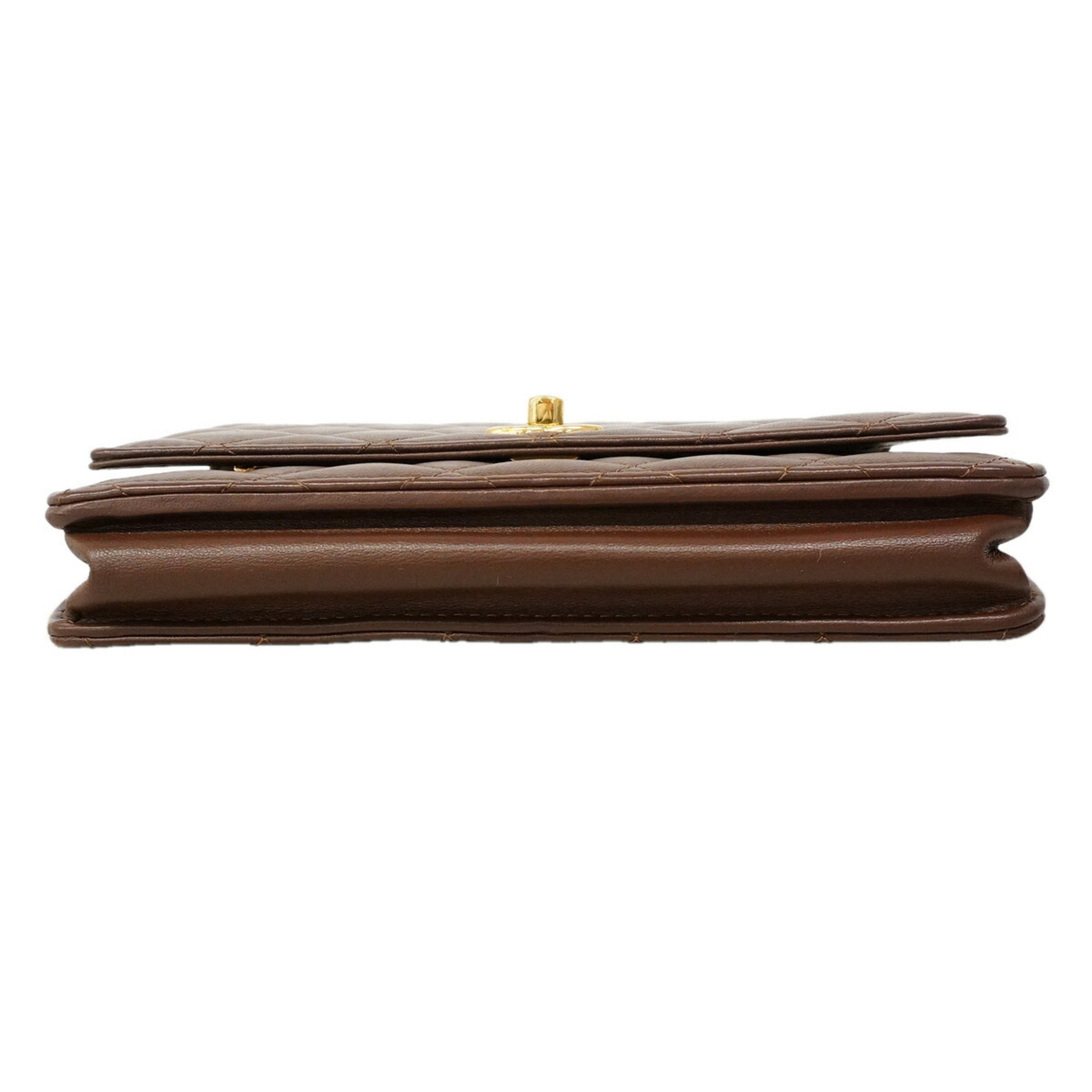 Chanel Brown Leather Chain/Shoulder Wallet (Pre-Owned)