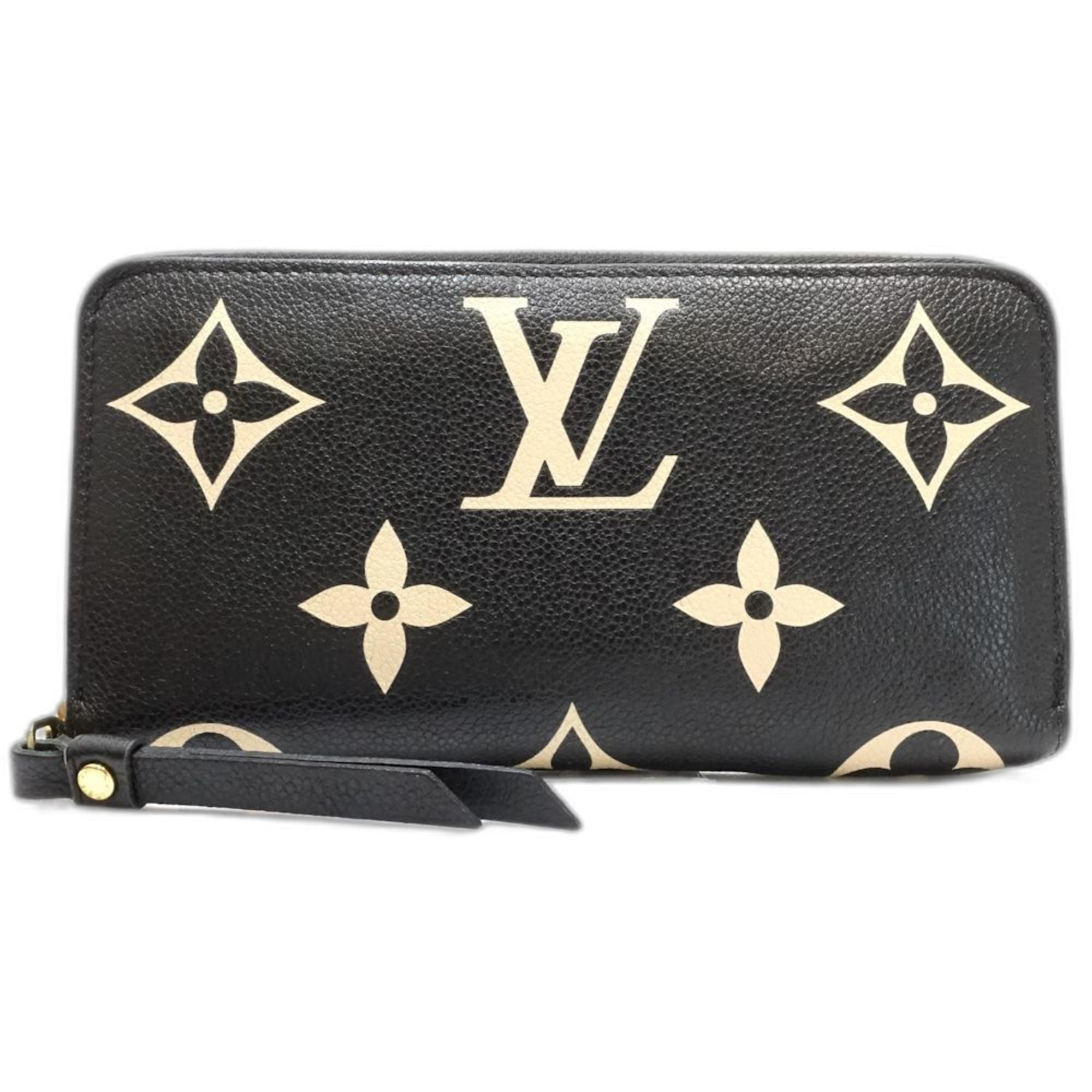 Louis Vuitton Beige Black Monogram Long Wallet (Bi-Fold) (Pre-Owned)