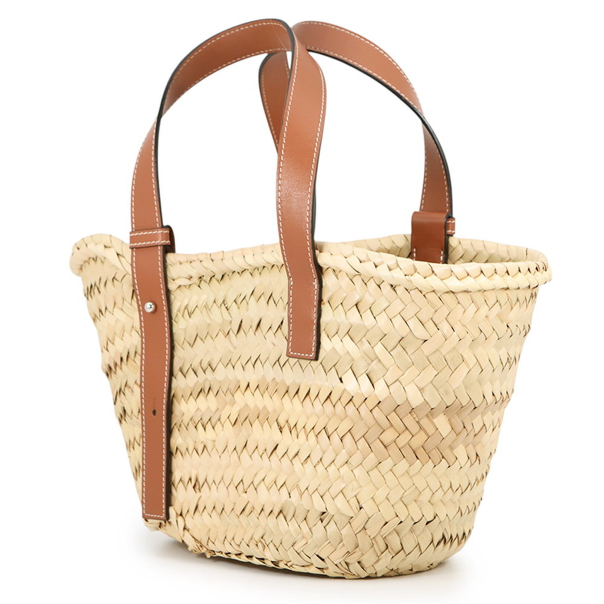 Loewe Brown Raffia Leather Basket Handbag (Pre-Owned)