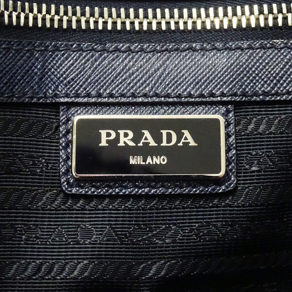 Prada Navy Leather Handbag Tote Bag (Pre-Owned)