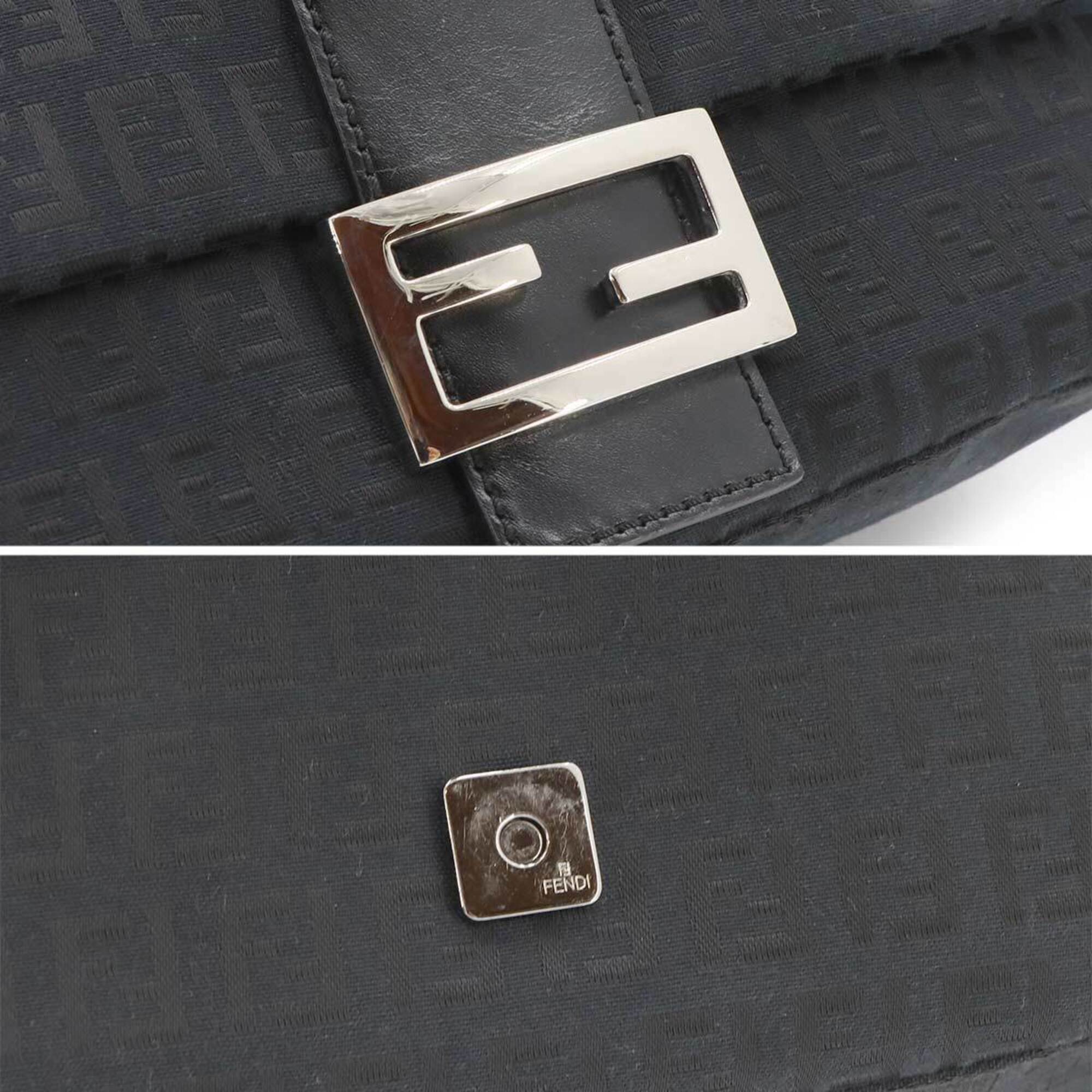 Fendi Black Canvas Leather Shoulder Bag (Pre-Owned)