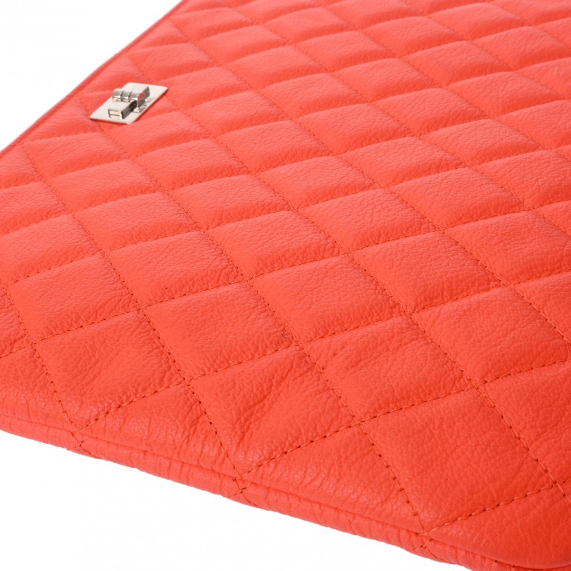 Chanel Orange Leather Clutch Bag (Pre-Owned)