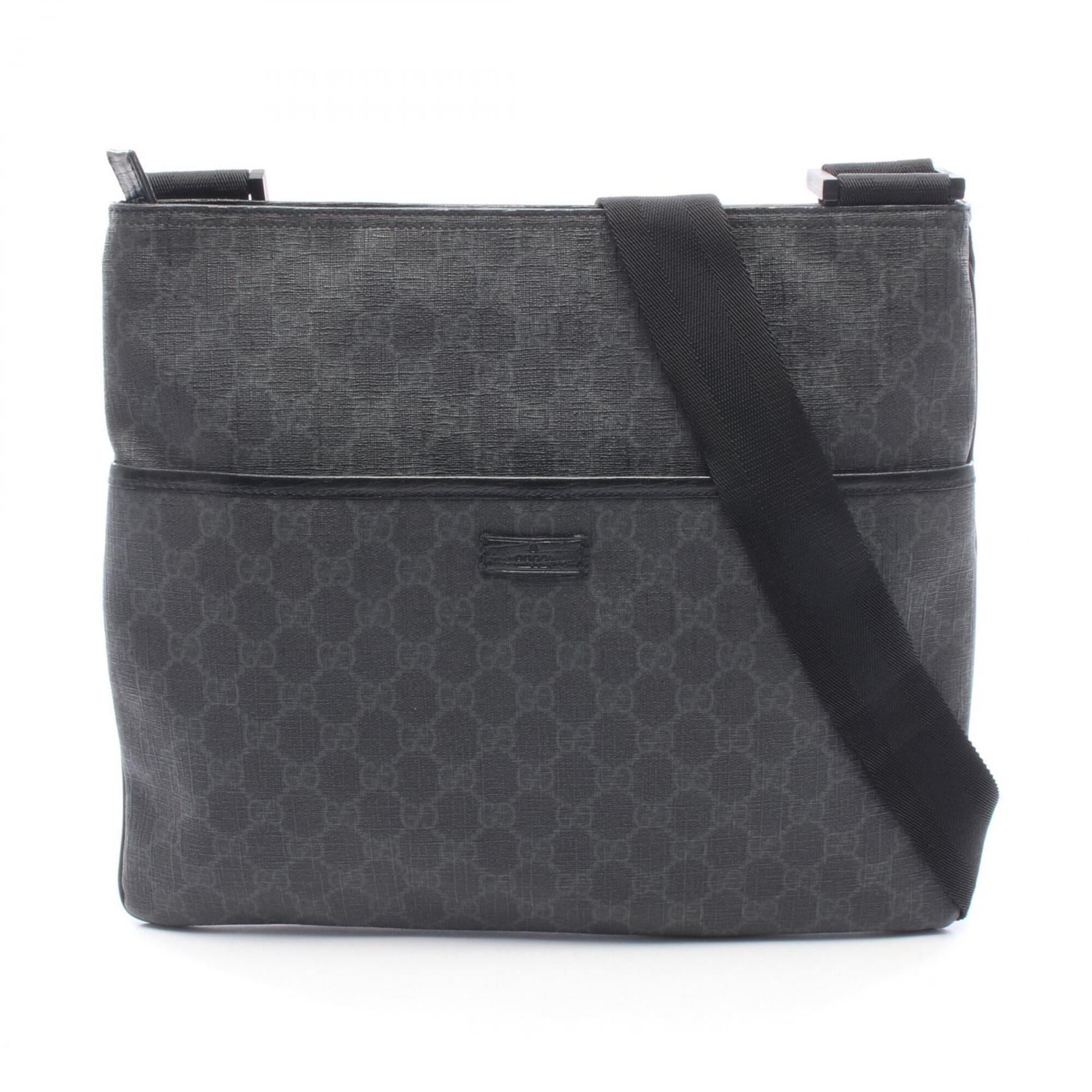 Gucci Black Gray Gg Supreme Leather Handbag Shoulder Bag (Pre-Owned)