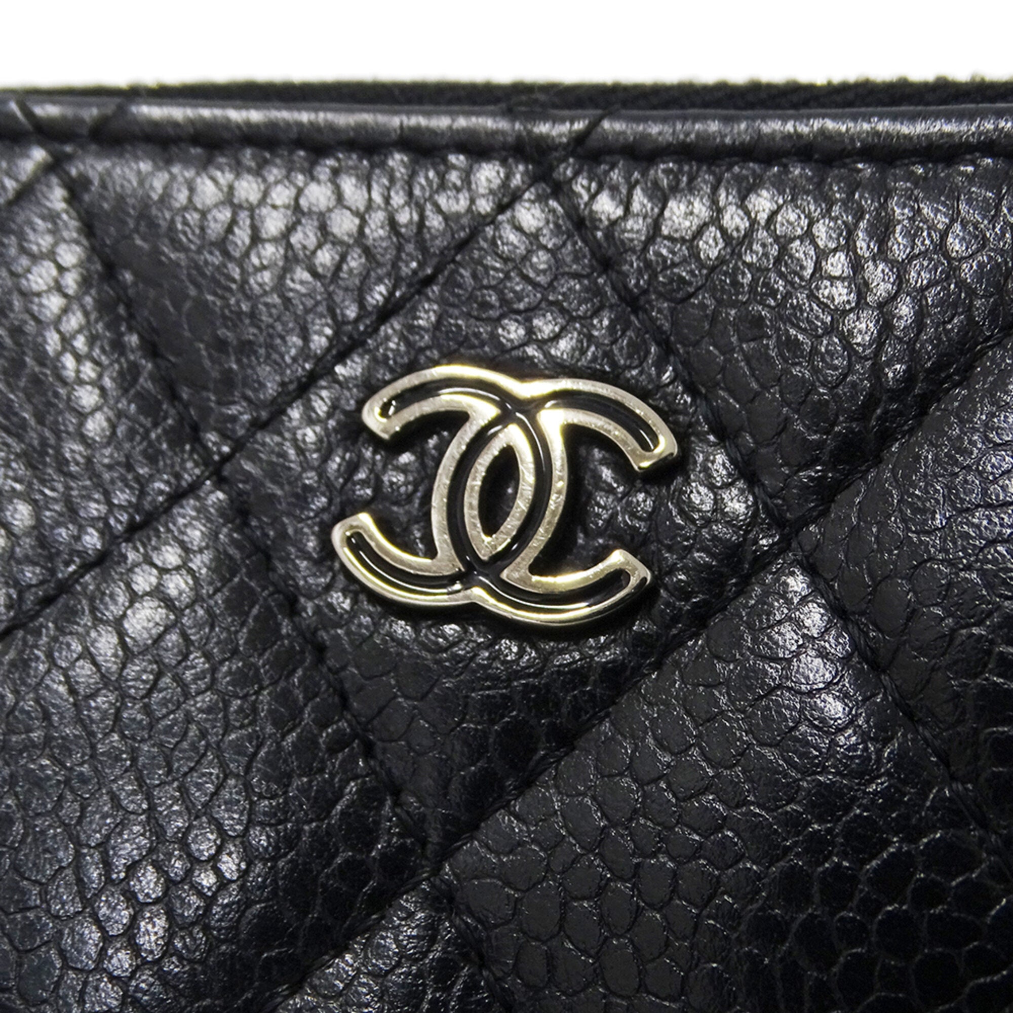 Chanel Black Grained Calfskin Wallet (Tri-Fold) (Pre-Owned)