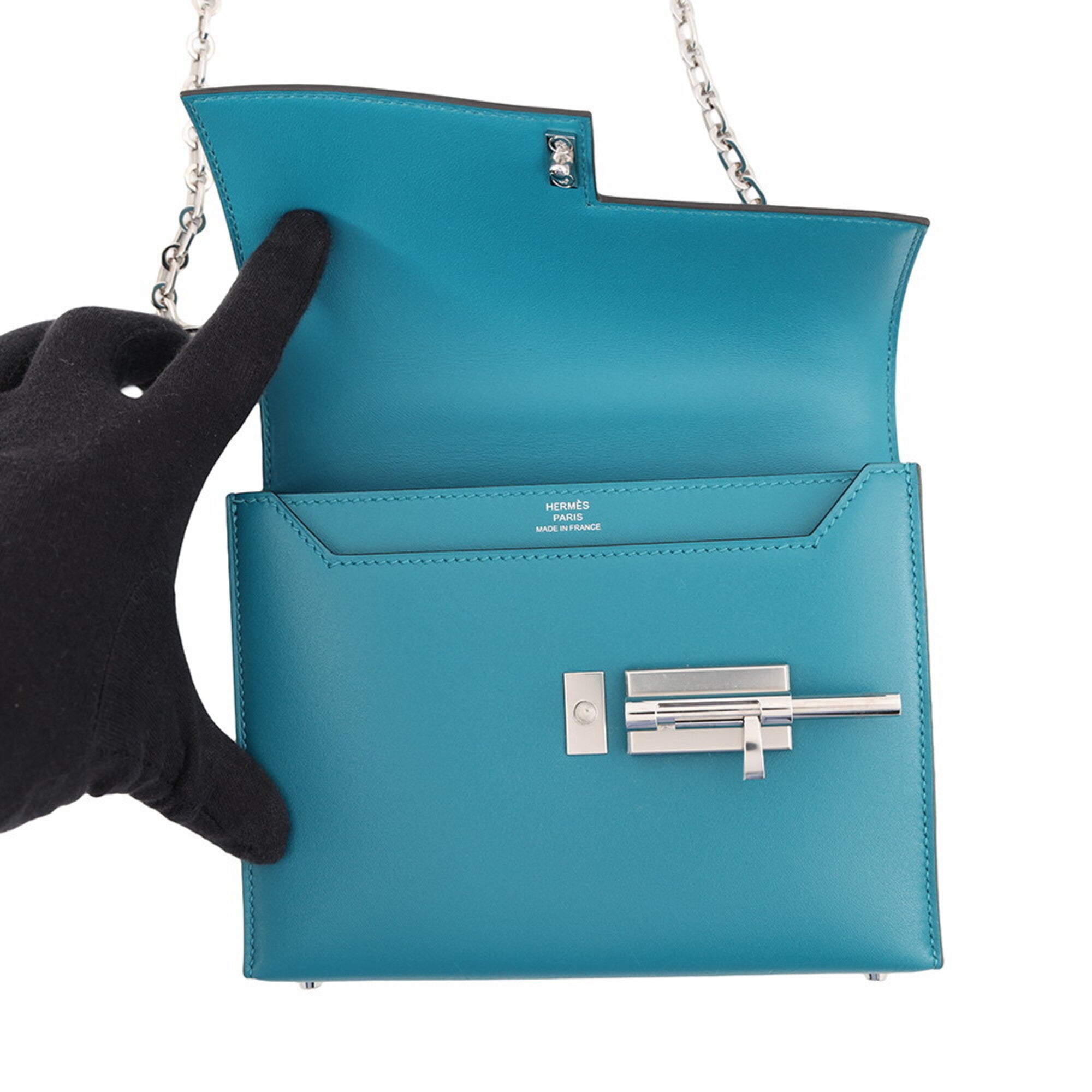 Hermes Silver Tadelakt Leather Shoulder Bag (Pre-Owned)